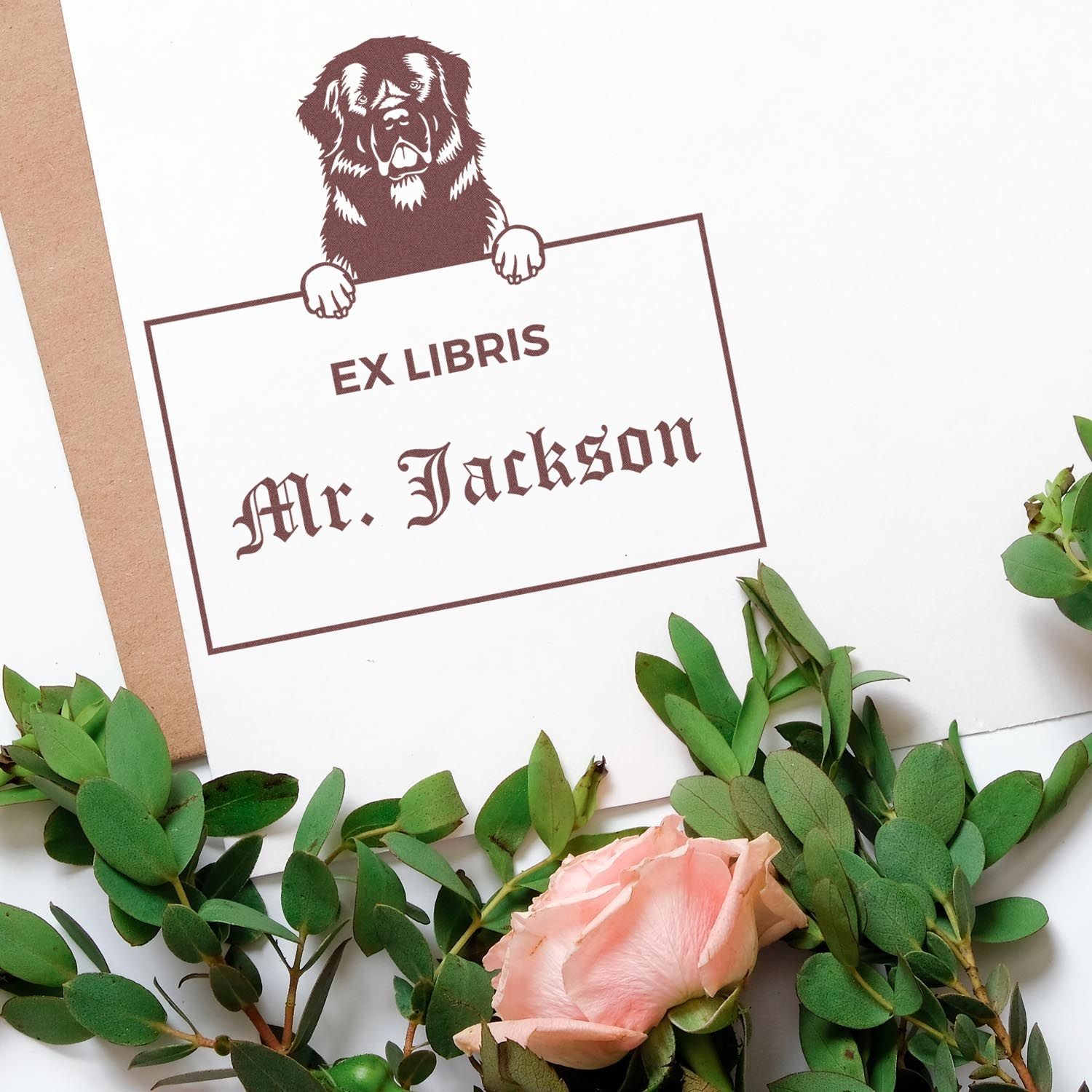 Personalizable Ex Libris Library Stamp with Newfoundland - Engineer Seal Stamps