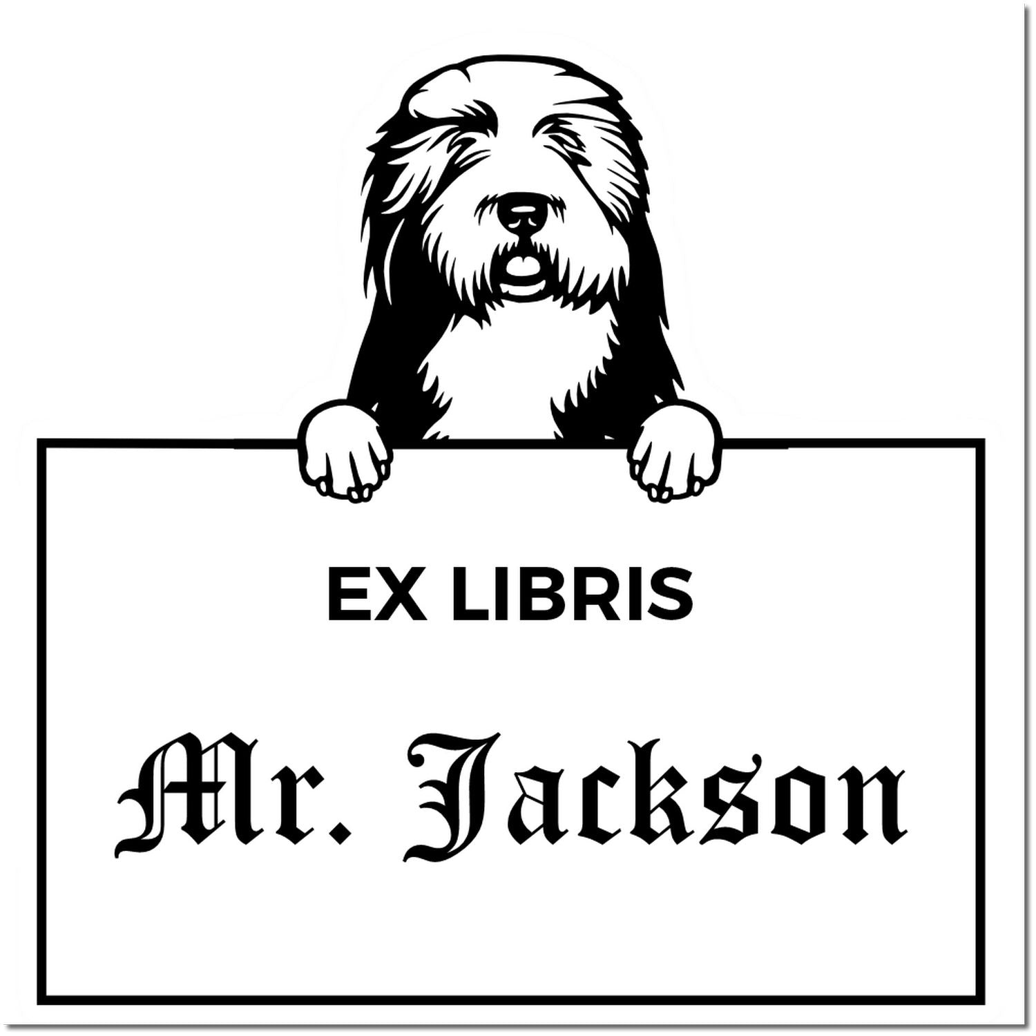 Old English Sheepdogs Custom-Made Dog Ex Libris Library Stamp - Engineer Seal Stamps