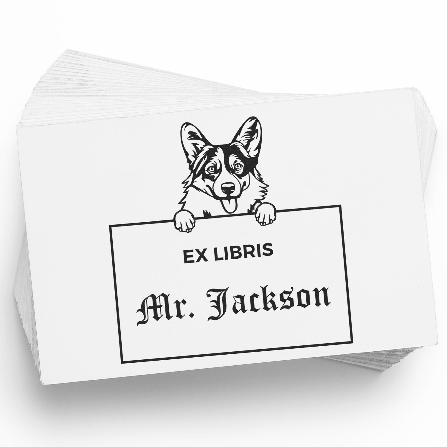 Pembroke Welsh Corgis Custom Dog Themed Ex Libris Book Label Stamp - Engineer Seal Stamps