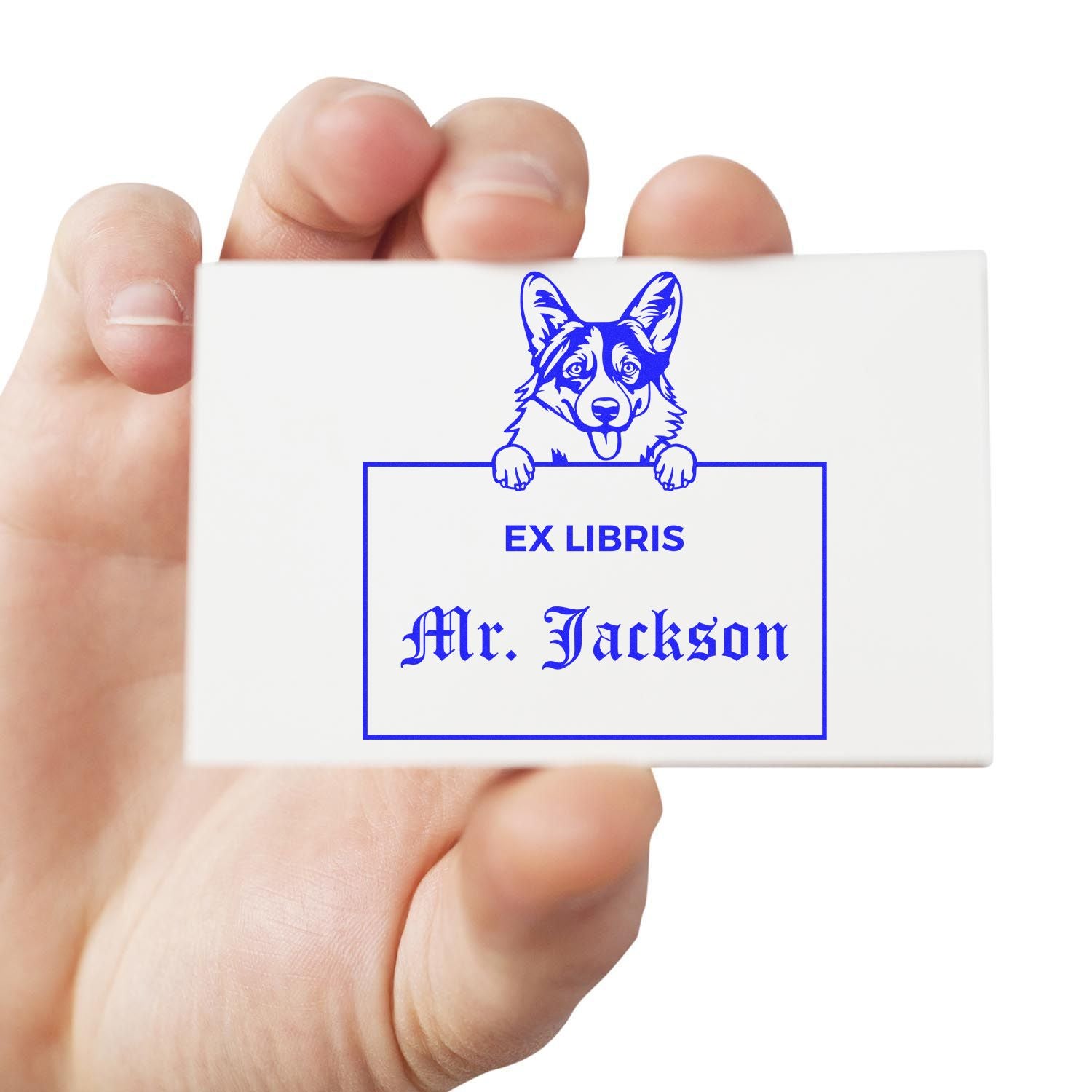 Personalizable ExLibris Stamp with Pembroke Welsh Corgis - Engineer Seal Stamps