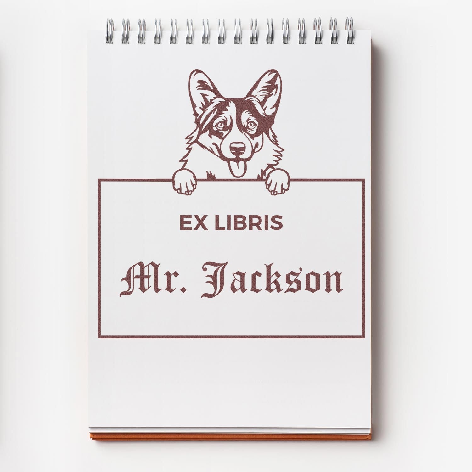 Pembroke Welsh Corgis Custom Dog Themed Ex Libris Book Label Stamp - Engineer Seal Stamps