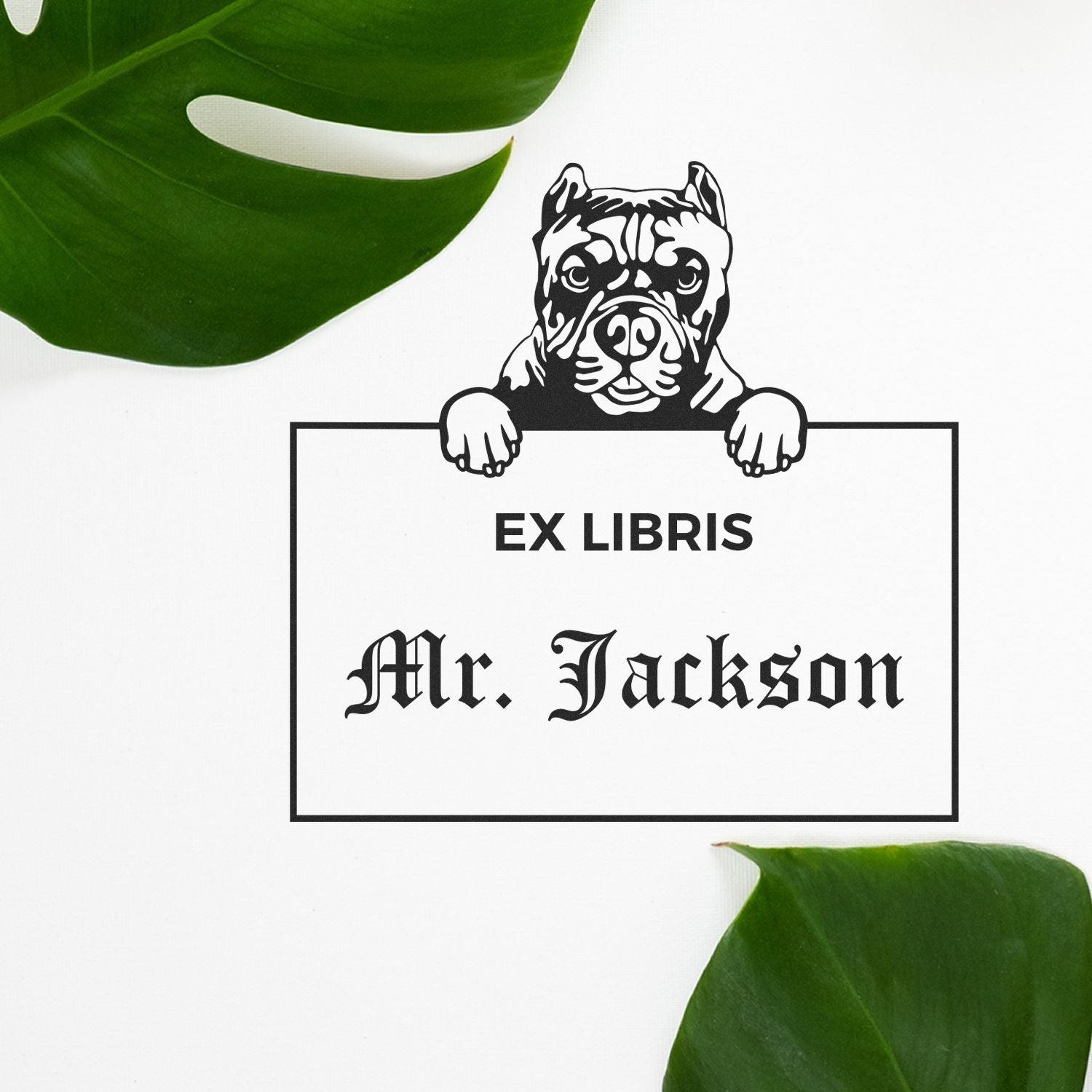 Pitbull Custom Dog Themed Ex Libris Stamp - Engineer Seal Stamps