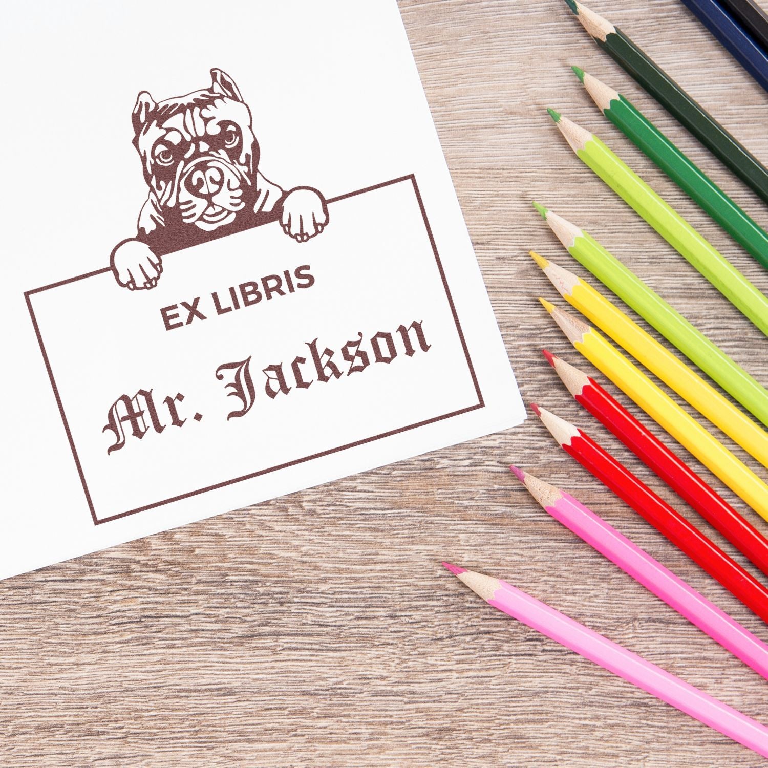 Pitbull Custom Dog Themed Ex Libris Stamp - Engineer Seal Stamps