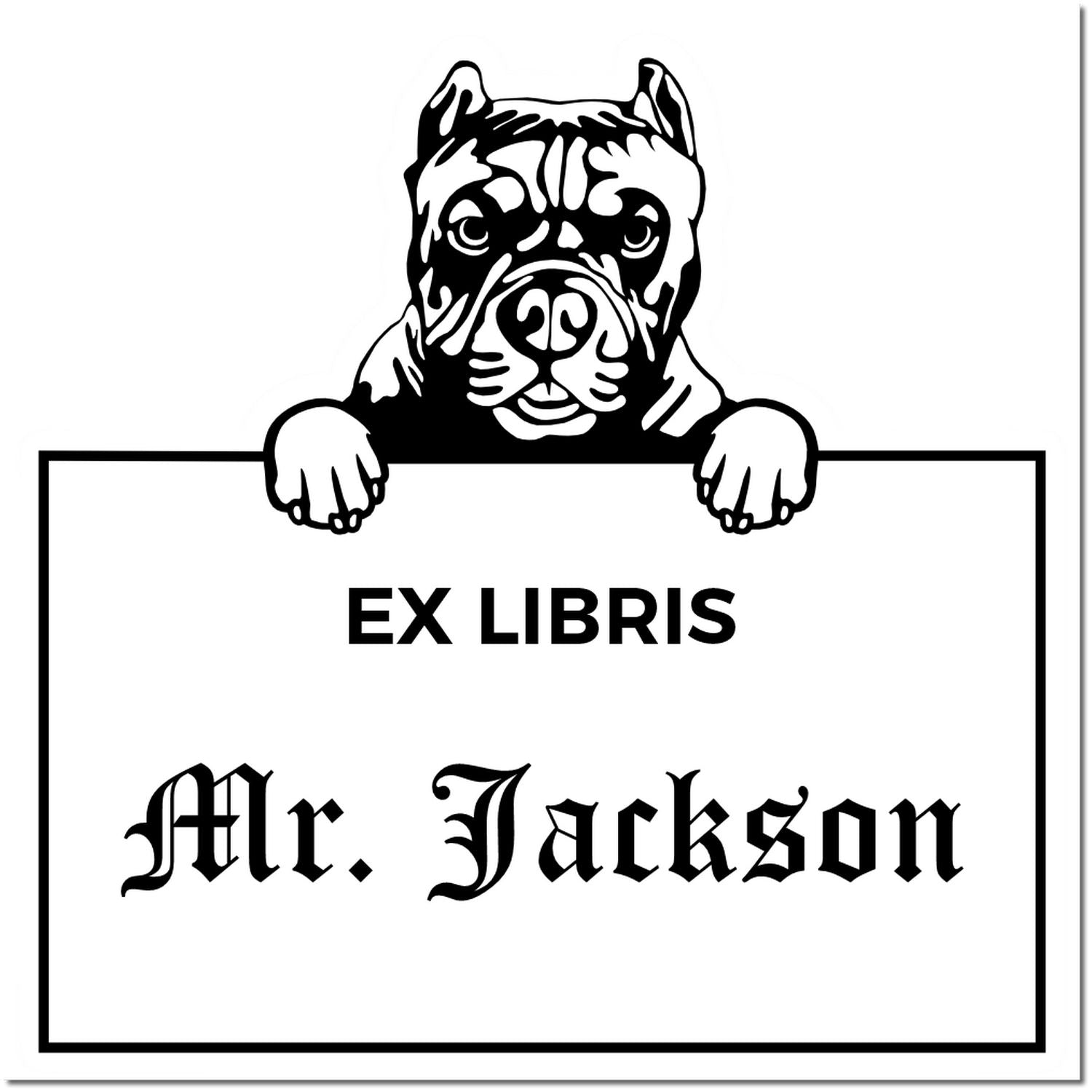 Pitbull Custom-Made Dog Ex Libris Label Stamp - Engineer Seal Stamps