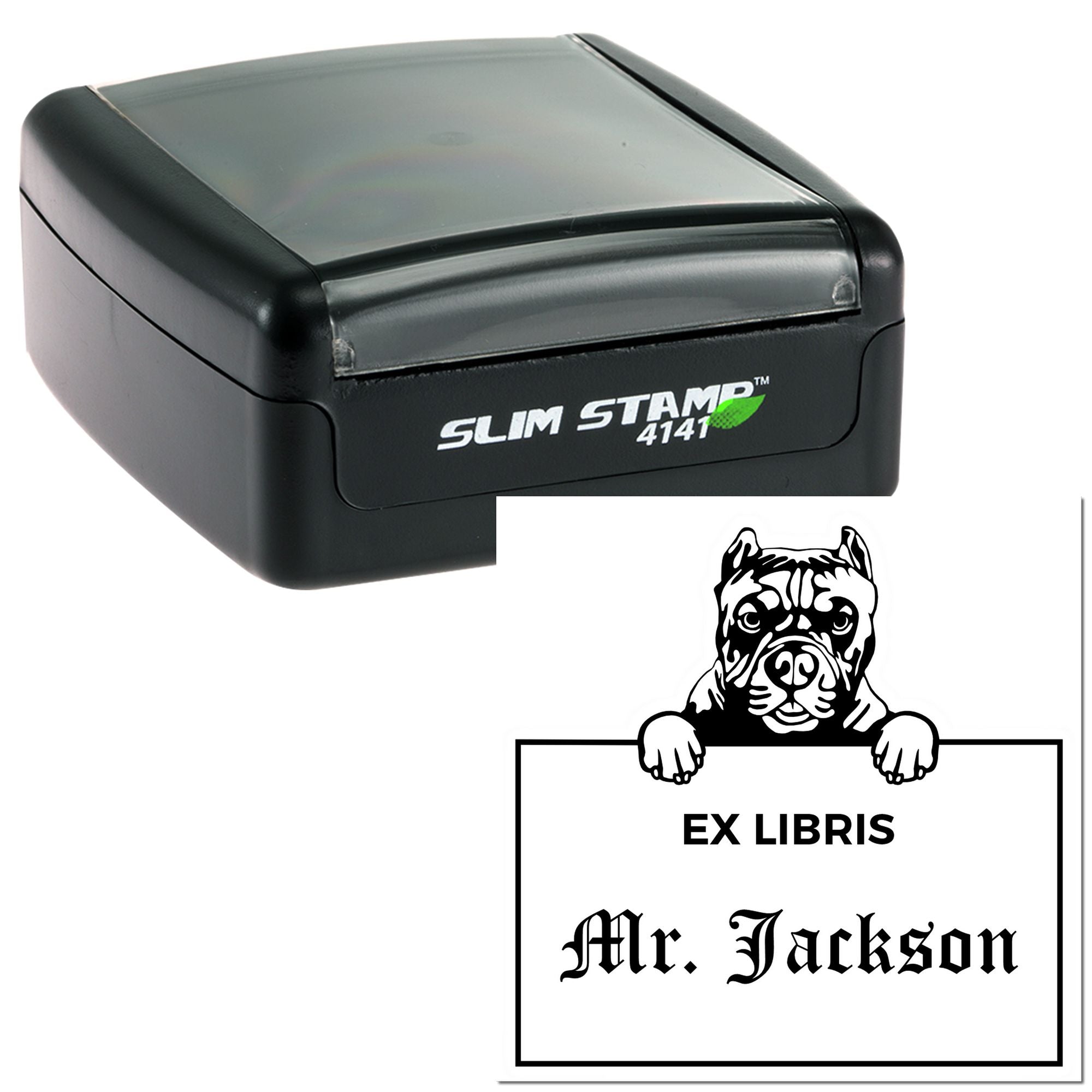 Pitbull Personalized Ex Libris Book Stamp - Engineer Seal Stamps
