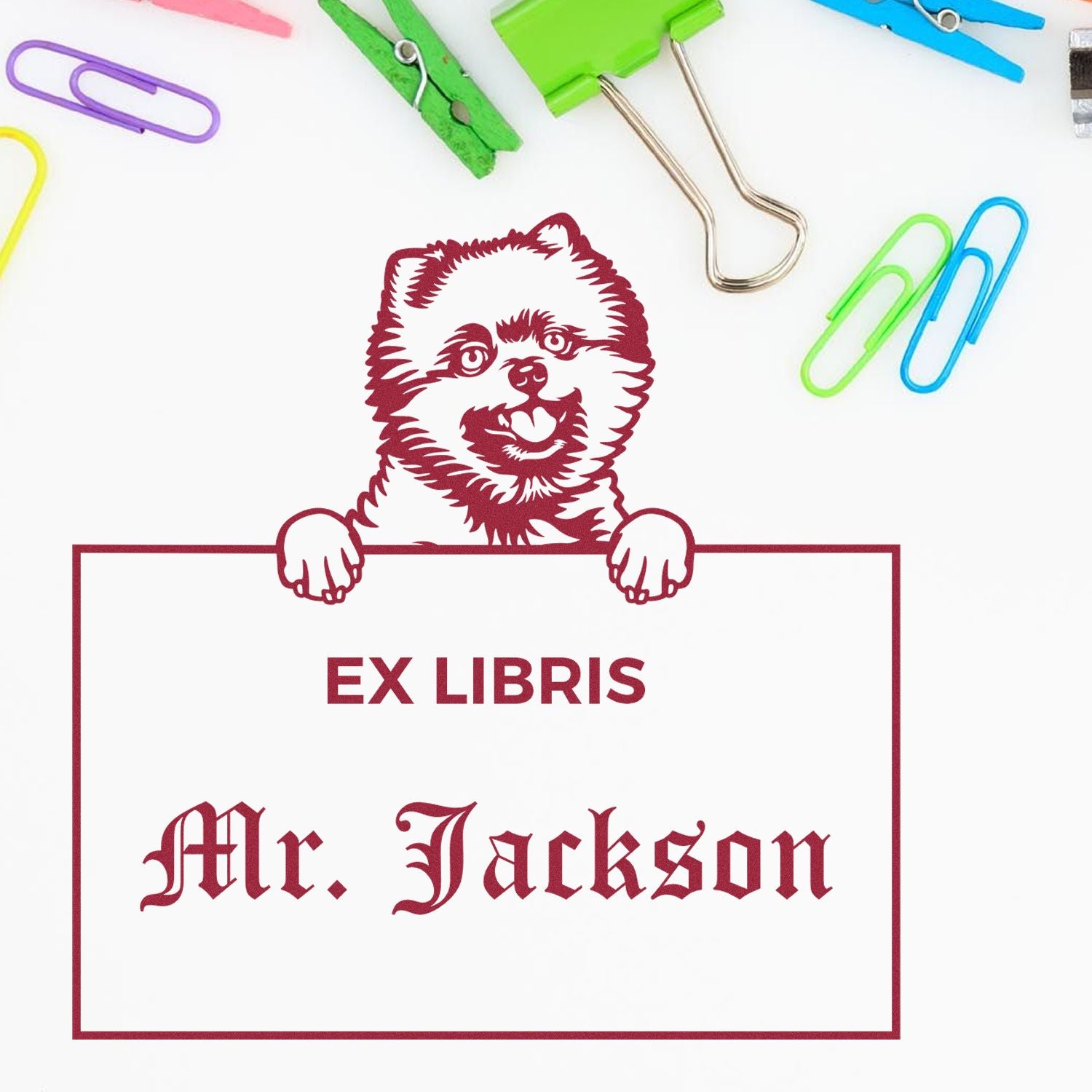 Pomeranian Custom Dog Themed Ex Libris Book Stamp