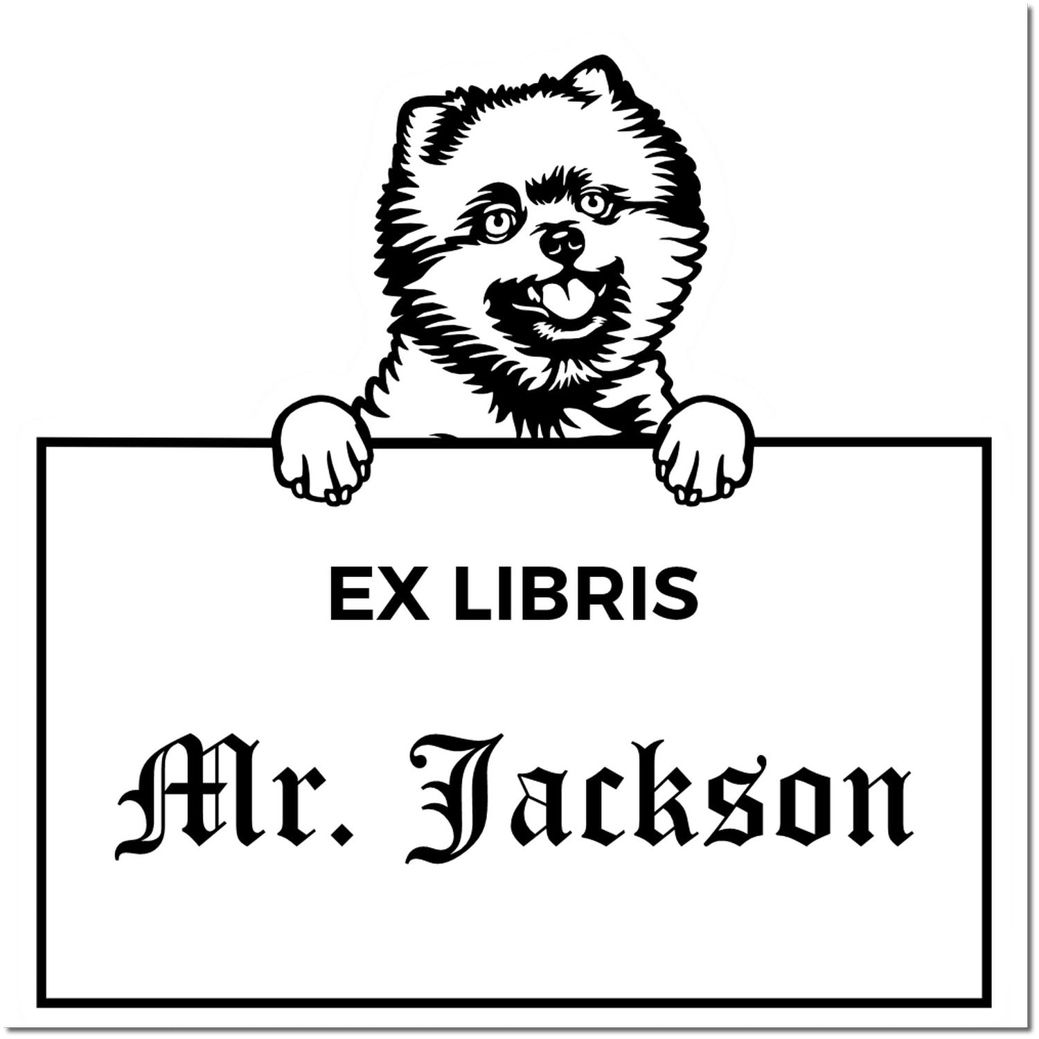 Pomeranian Custom Dog Themed Ex Libris Book Stamp - Engineer Seal Stamps
