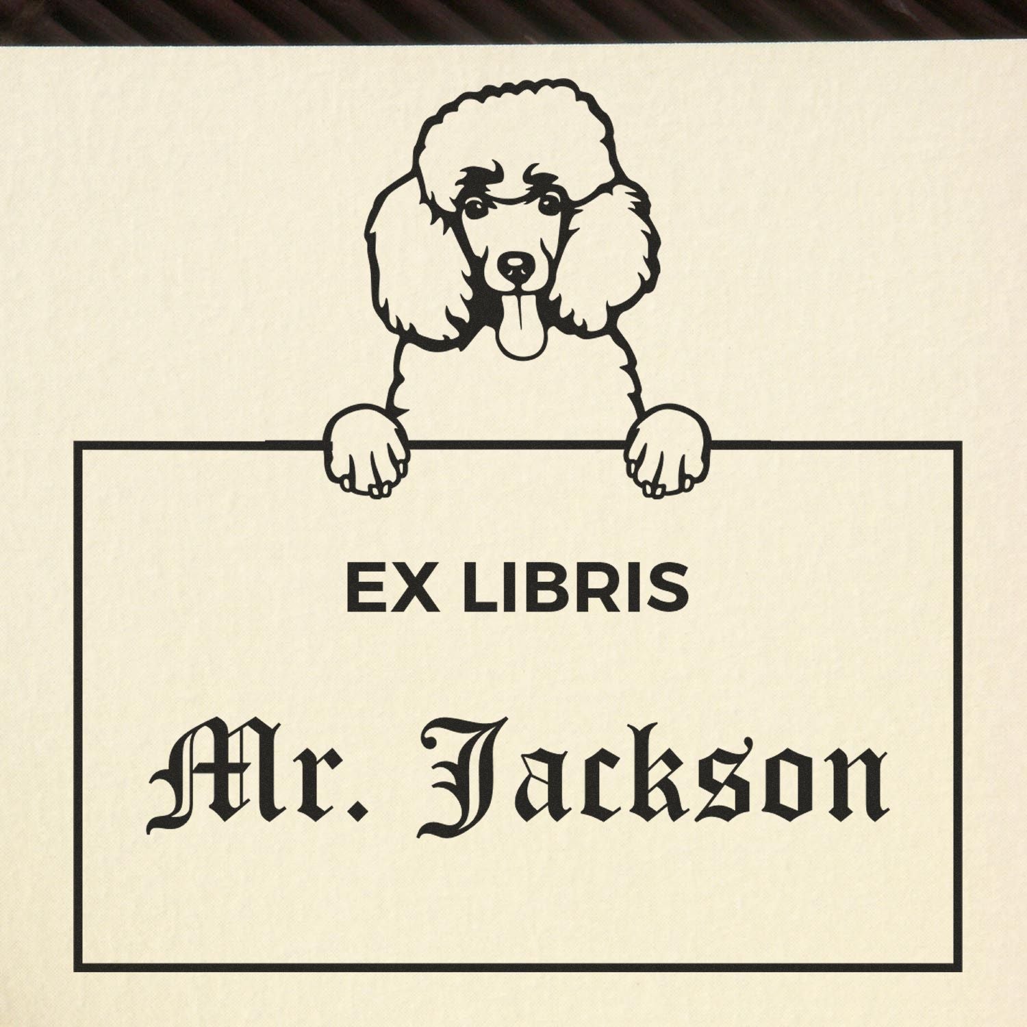 Poodle Custom-Made Dog Book Ex Libris Stamp - Engineer Seal Stamps