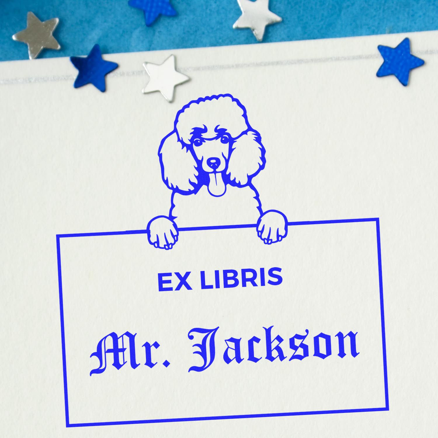 Poodle Custom-Made Dog Book Ex Libris Stamp - Engineer Seal Stamps