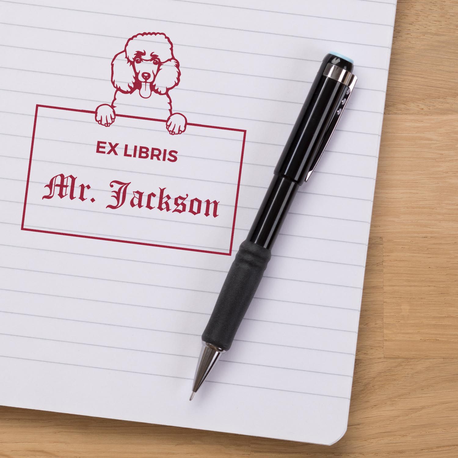 Customizable Ex Libris Stamper with Poodle - Engineer Seal Stamps