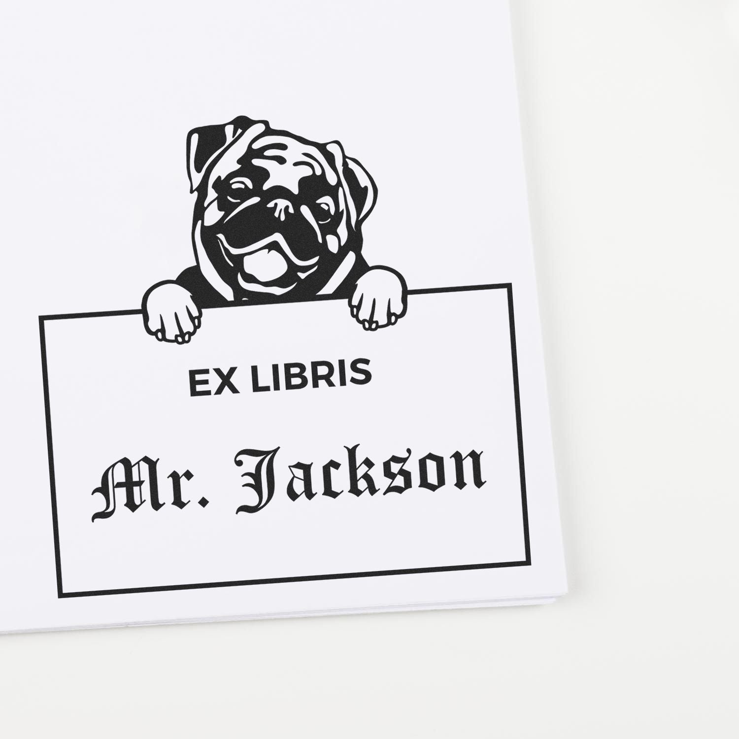 Pug Personalized Ex Libris Custom Book Stamp - Engineer Seal Stamps