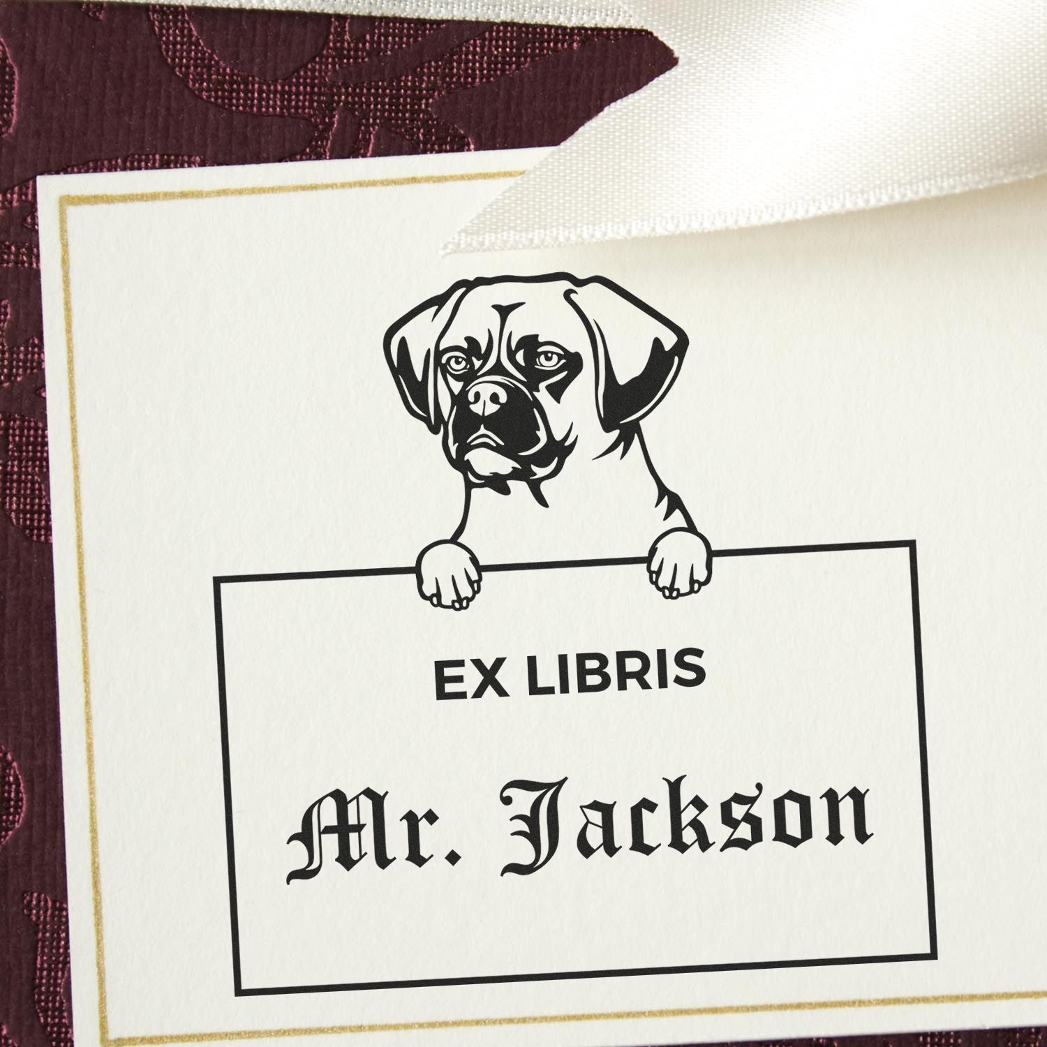 Customizable Ex Libris Book Stamp with Puggle - Engineer Seal Stamps