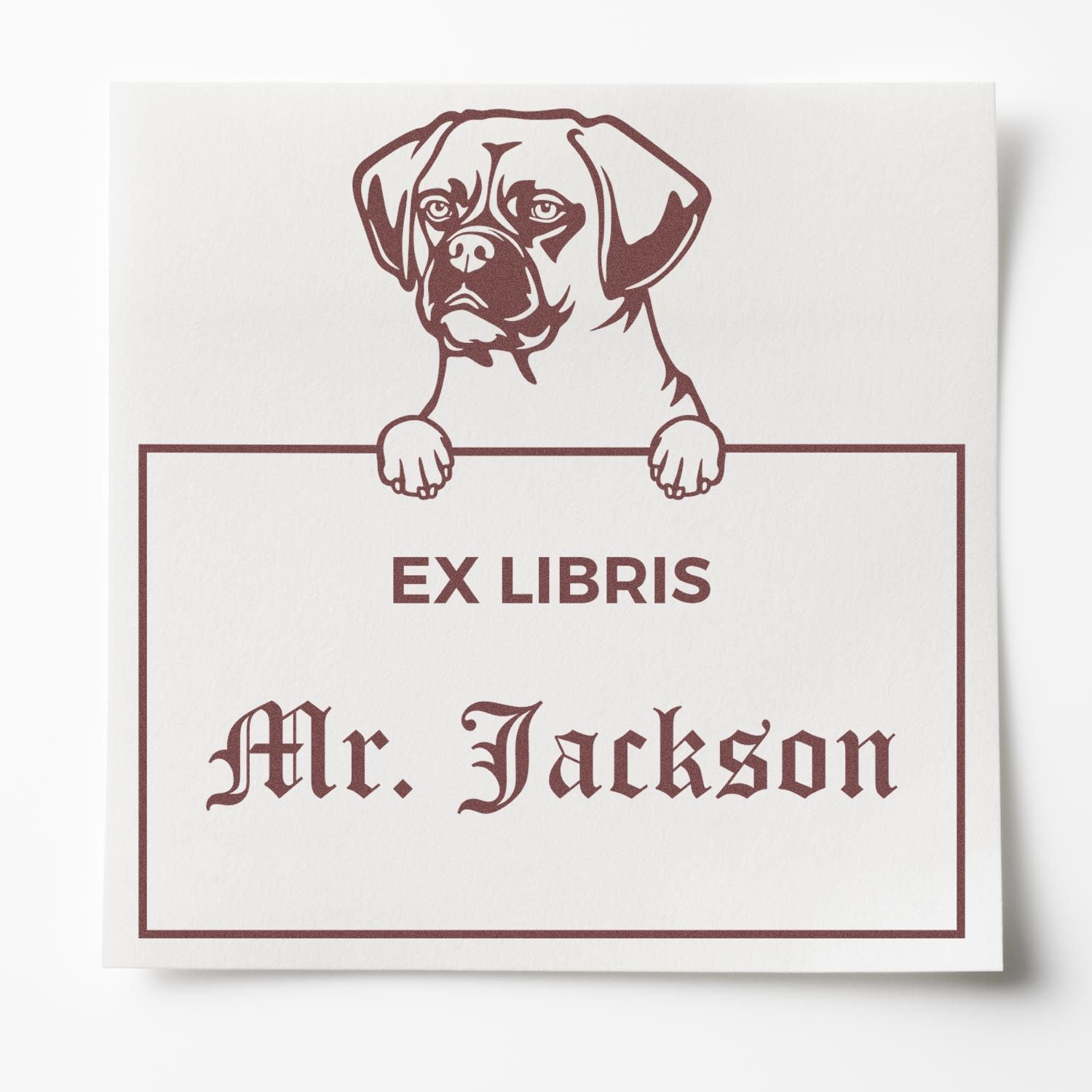 Puggle Custom Dog Themed Ex Libris Label Stamp - Engineer Seal Stamps