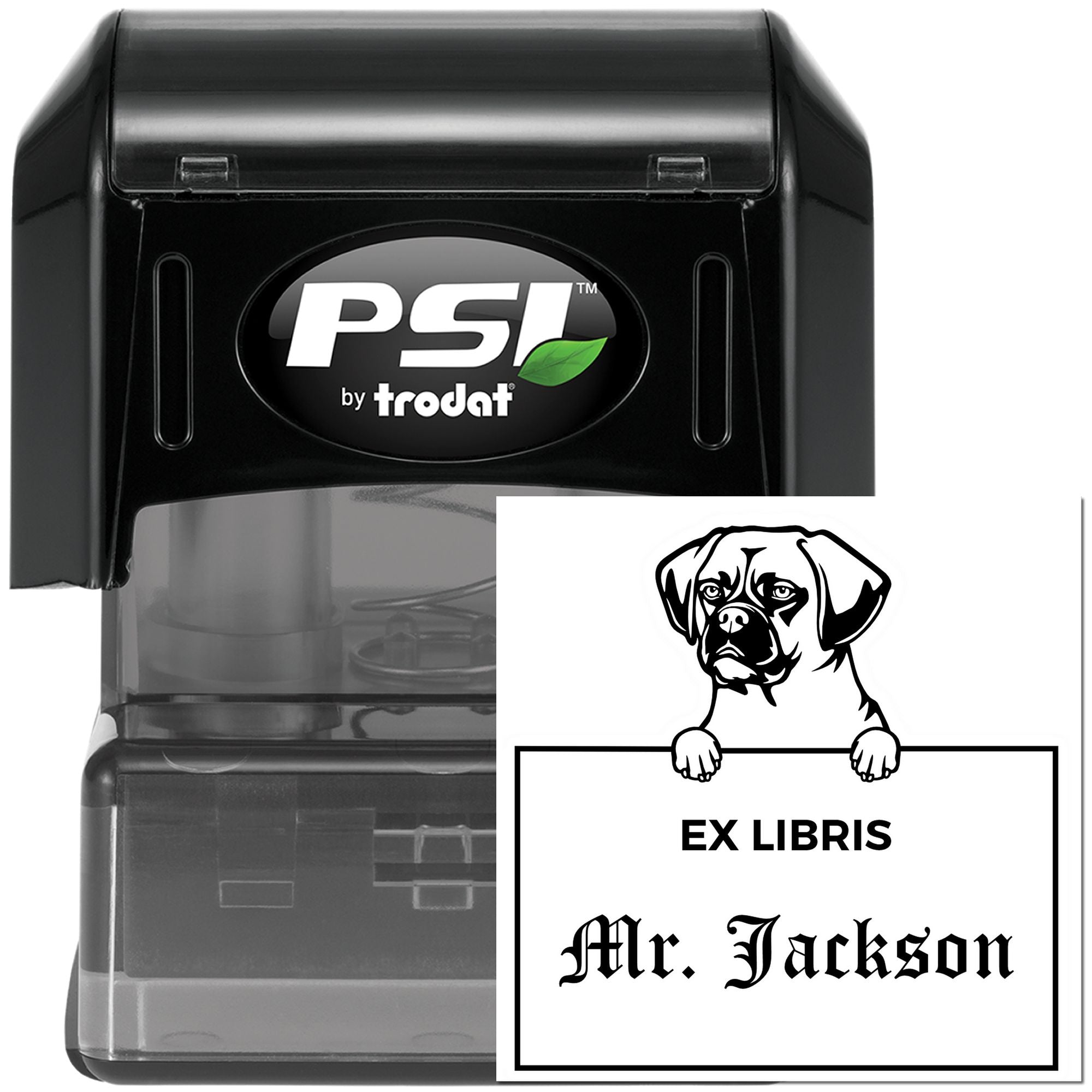 Customizable Ex Libris Book Stamp with Puggle - Engineer Seal Stamps