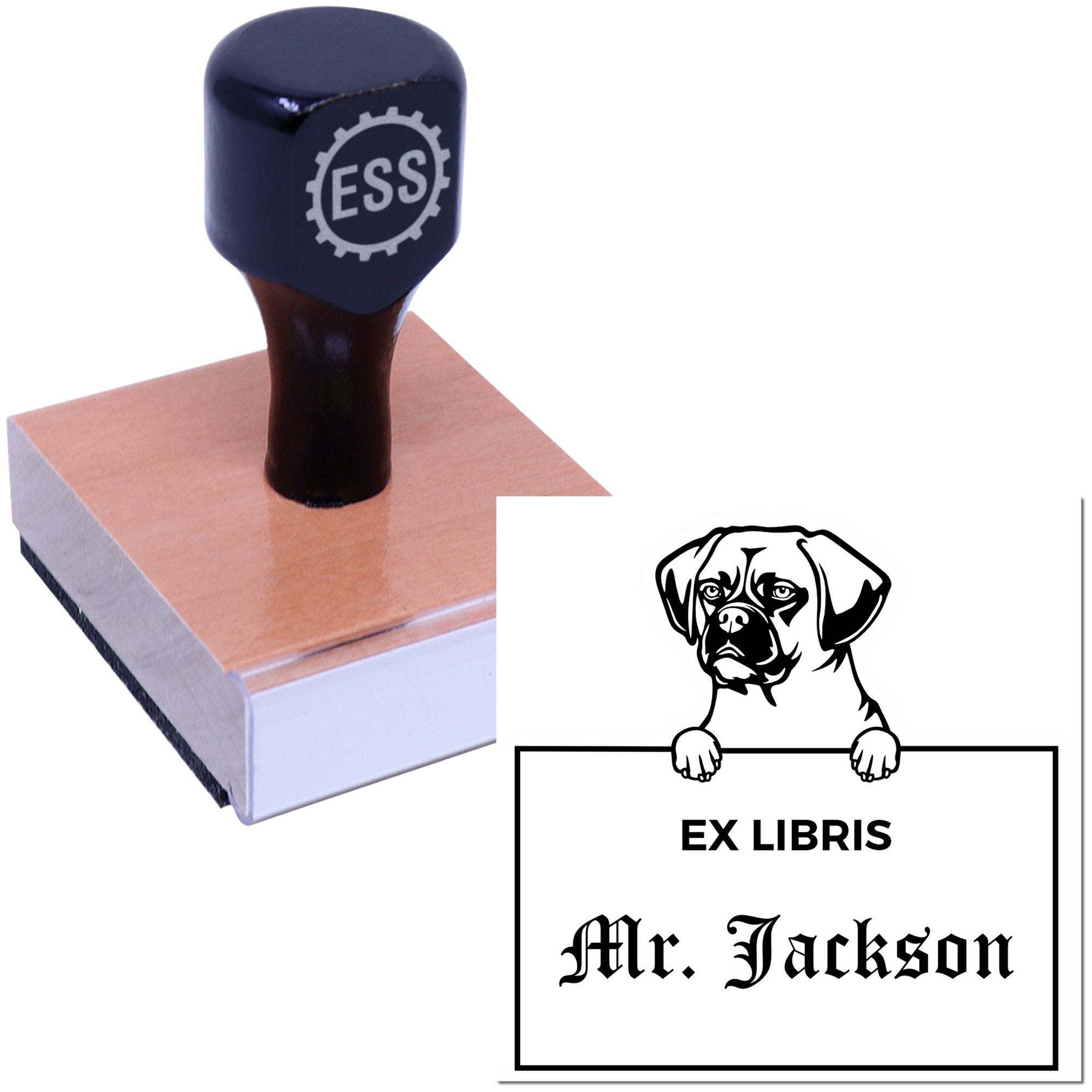 Puggle Custom Dog Themed Ex Libris Label Stamp