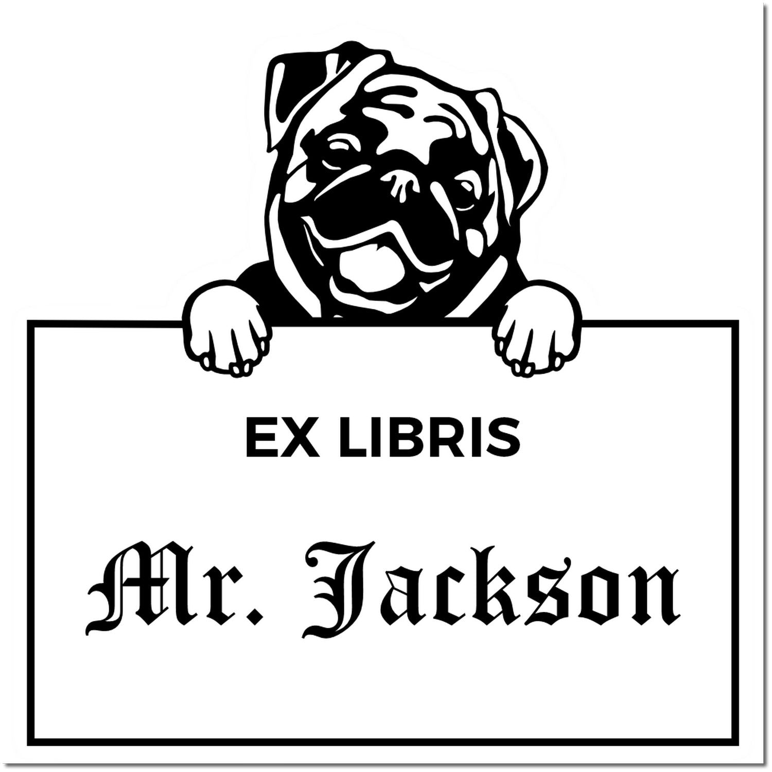Pug Custom-Made Puppy Dog Ex Libris Stamp - Engineer Seal Stamps