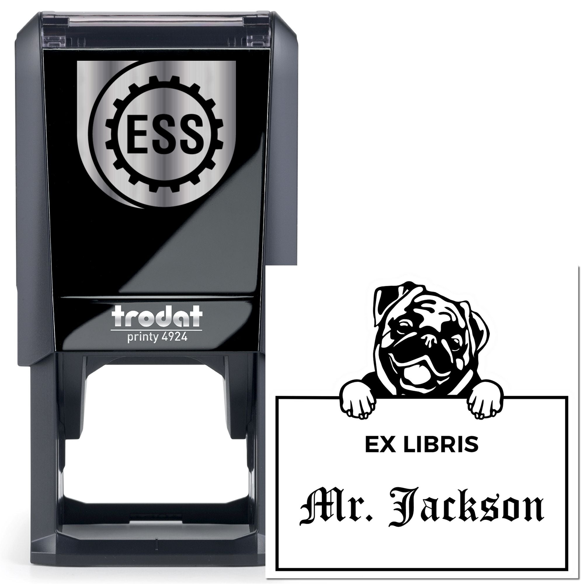 Pug Custom-Made Puppy Dog Ex Libris Stamp - Engineer Seal Stamps