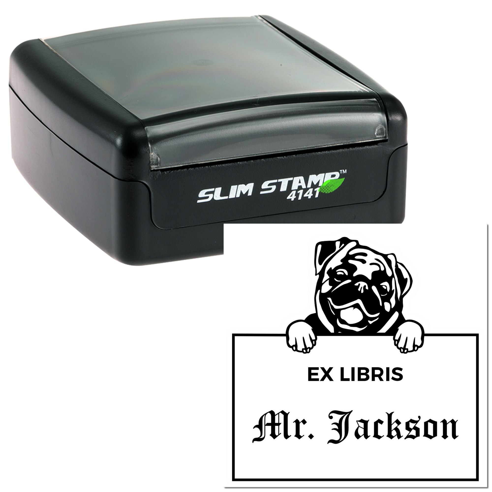 Pug Personalized Ex Libris Custom Book Stamp - Engineer Seal Stamps