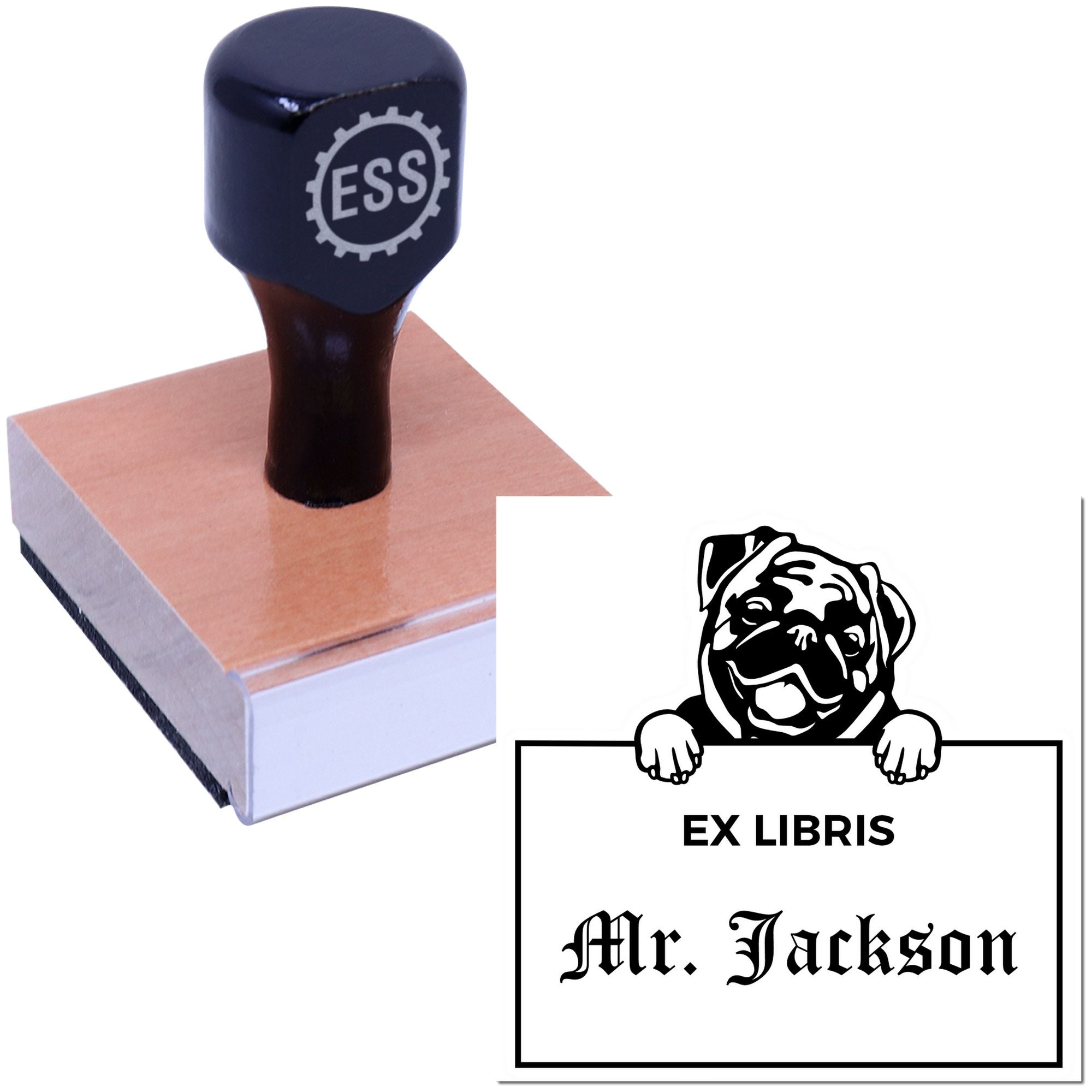 Pug Custom Dog Themed Ex Libris Design Stamp - Engineer Seal Stamps