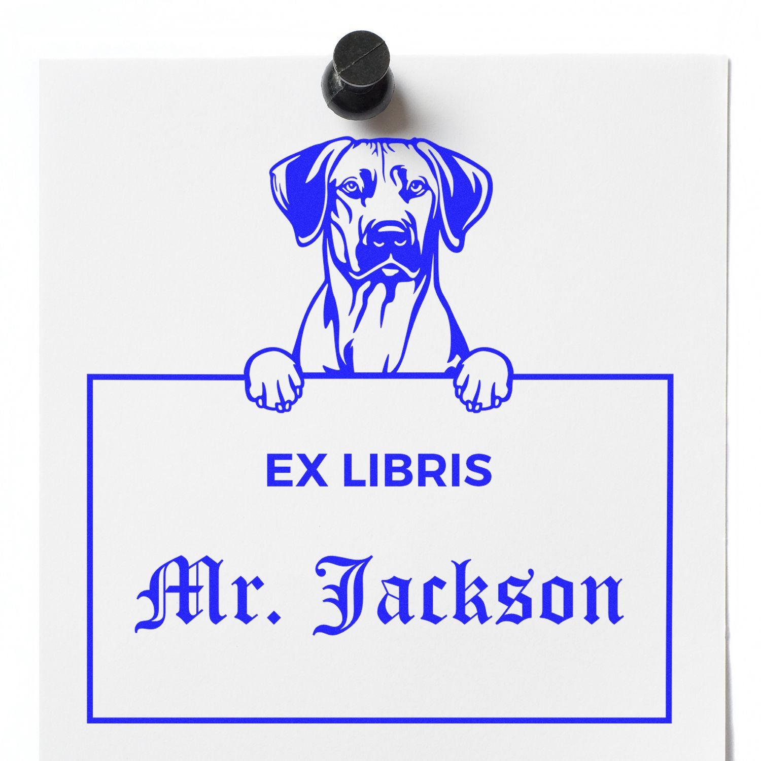 Rhodesian Ridgeback Personalized Ex Libris Reading Stamp - Engineer Seal Stamps