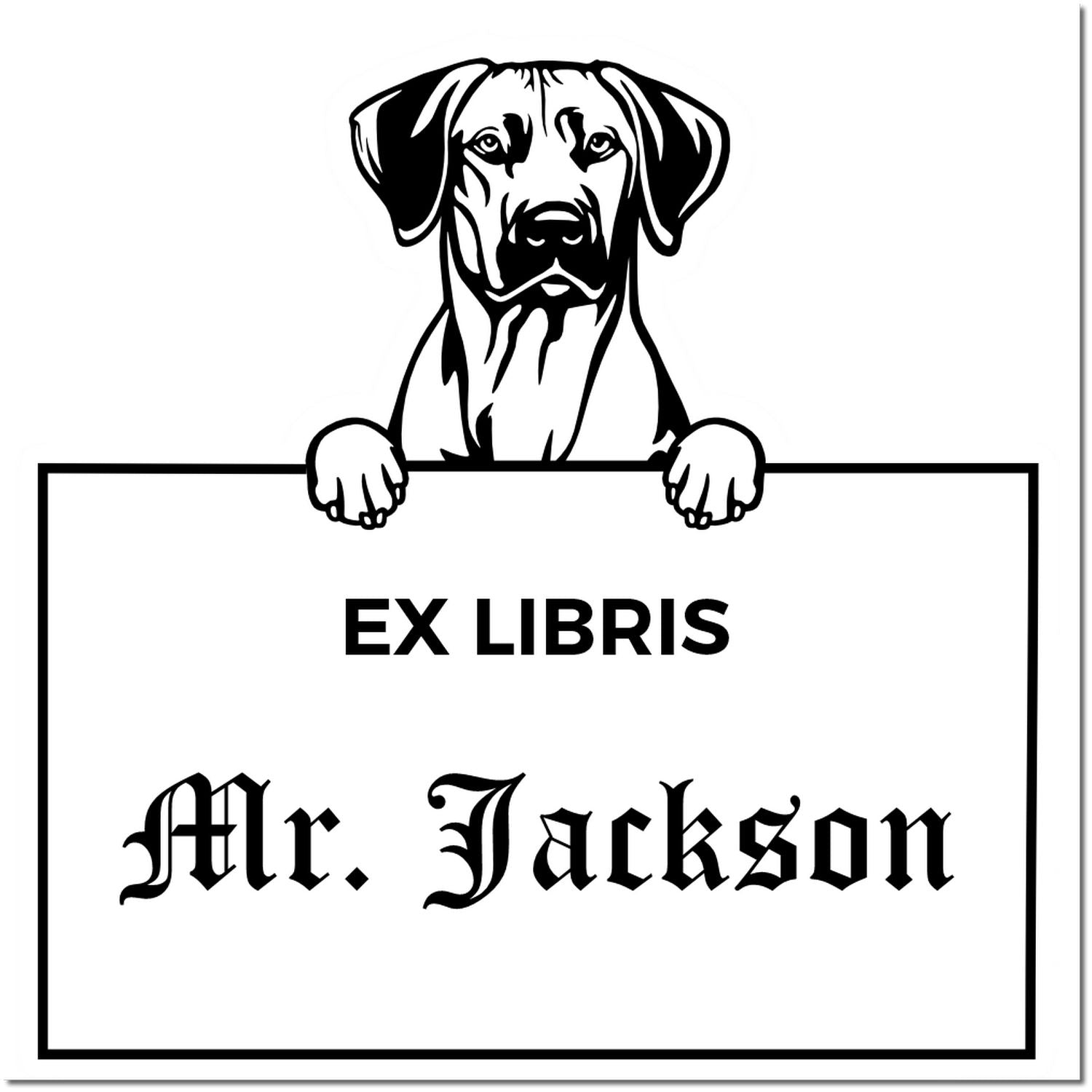 Rhodesian Ridgeback Custom Dog Themed Ex Libris Book Ownership Stamp - Engineer Seal Stamps