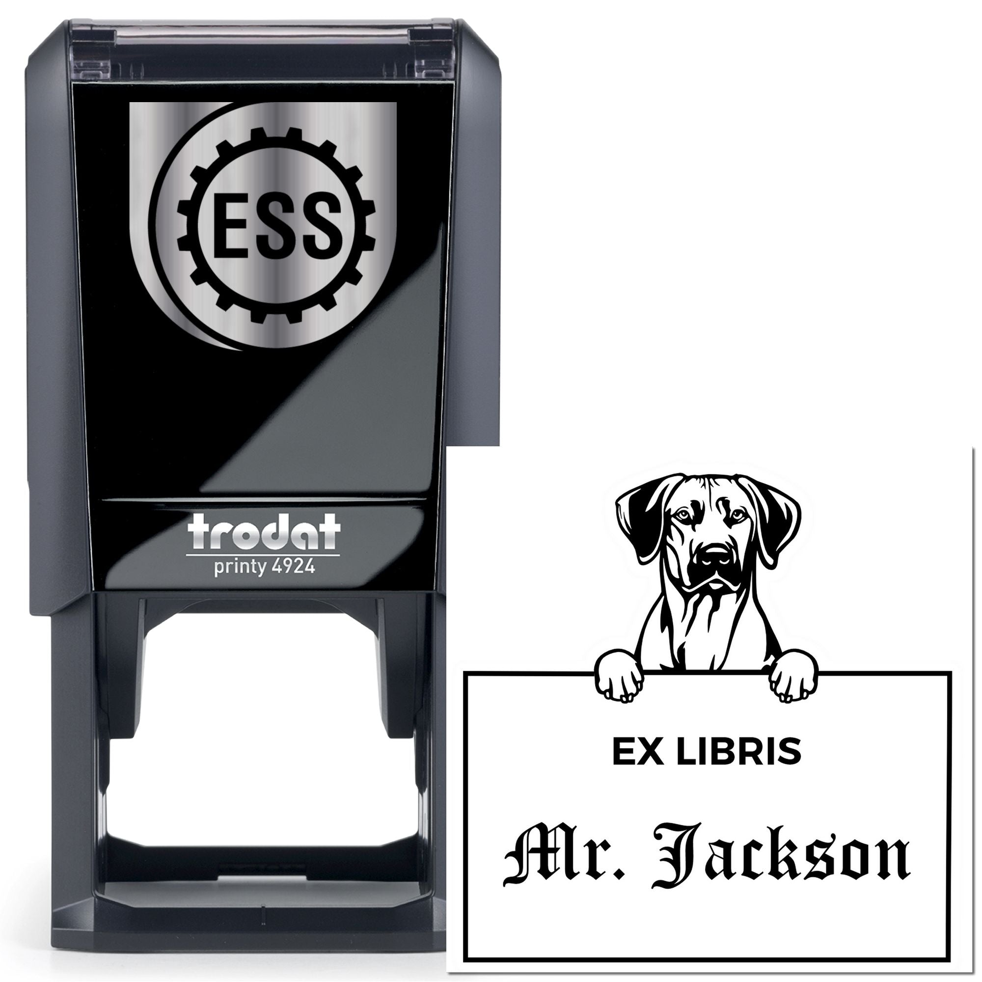 Rhodesian Ridgeback Custom-Made Puppy Dog Ex Libris Bookplate Stamp - Engineer Seal Stamps