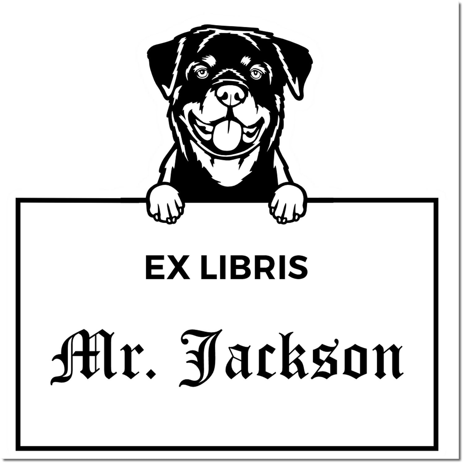 Rottweiler Custom Dog Themed Book Ex Libris Stamp - Engineer Seal Stamps