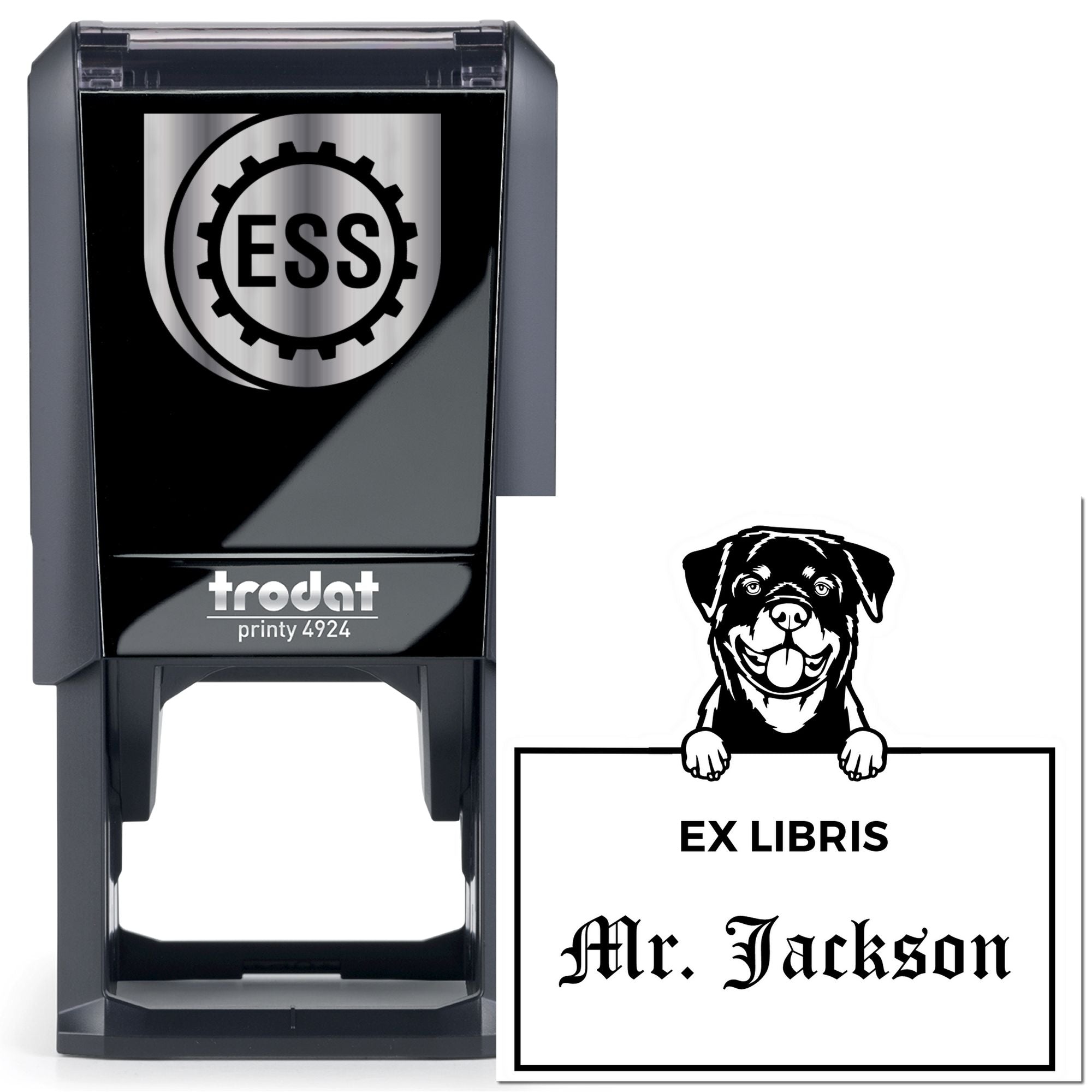 Rottweiler Custom-Made Puppy Dog Ex Libris Library Stamp - Engineer Seal Stamps