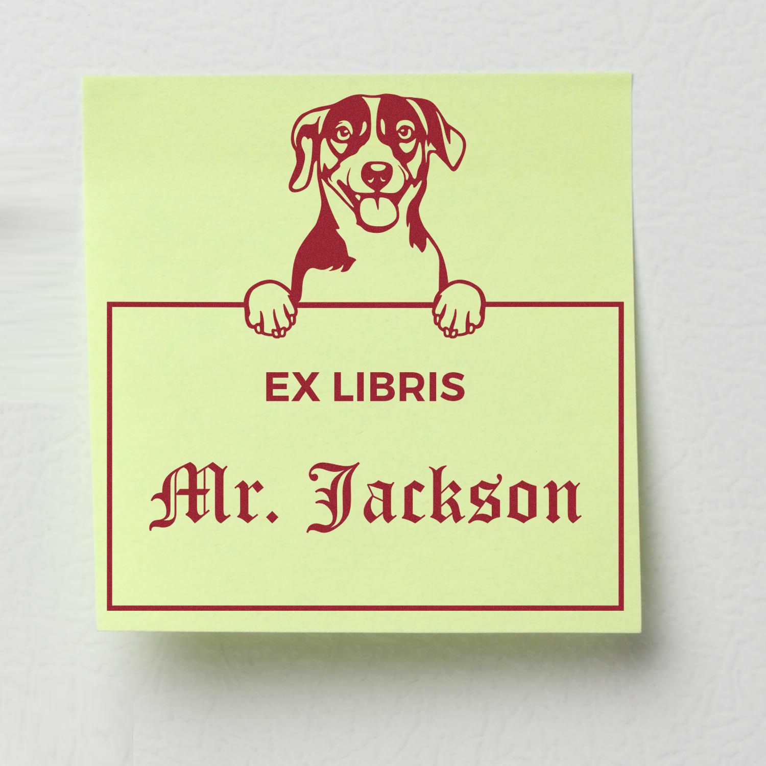 Customizable Ex Libris Teacher Stamper with Russell Terrier - Engineer Seal Stamps