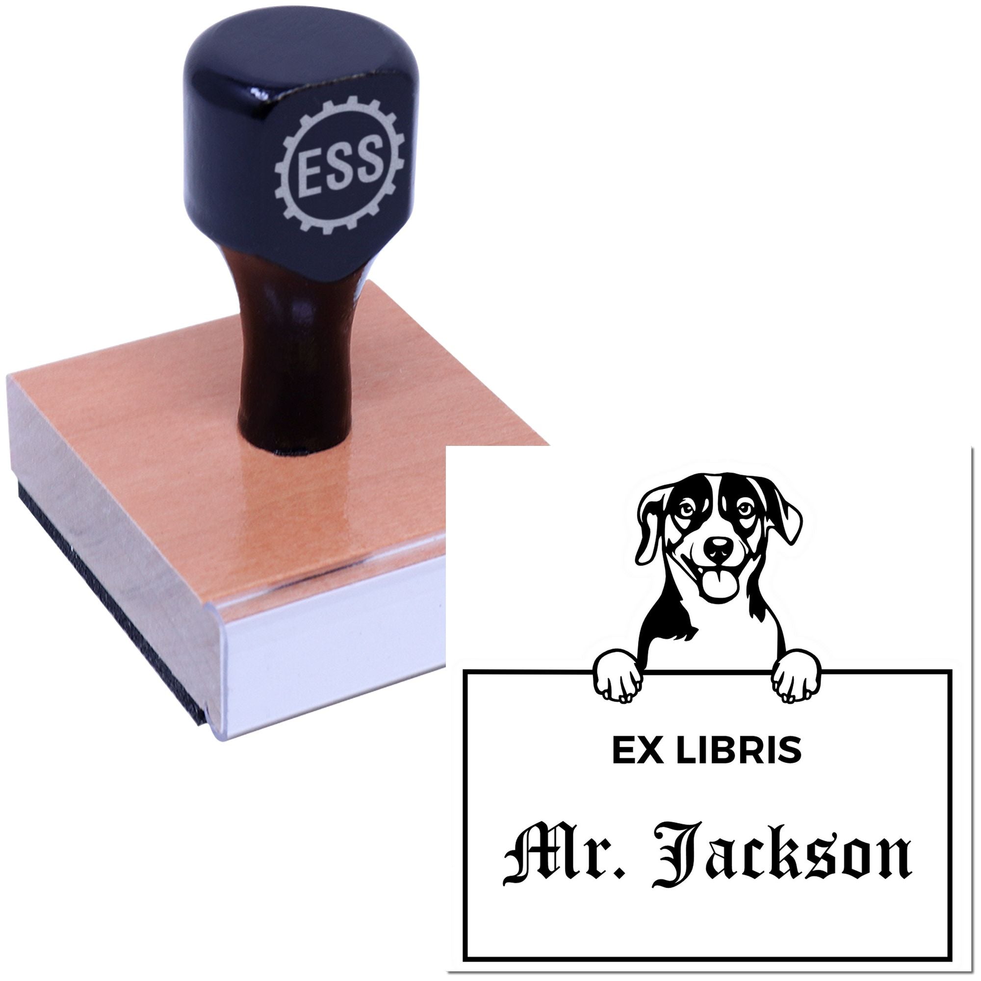 Russell Terrier Custom Puppy Themed Ex Libris Book Label Stamp