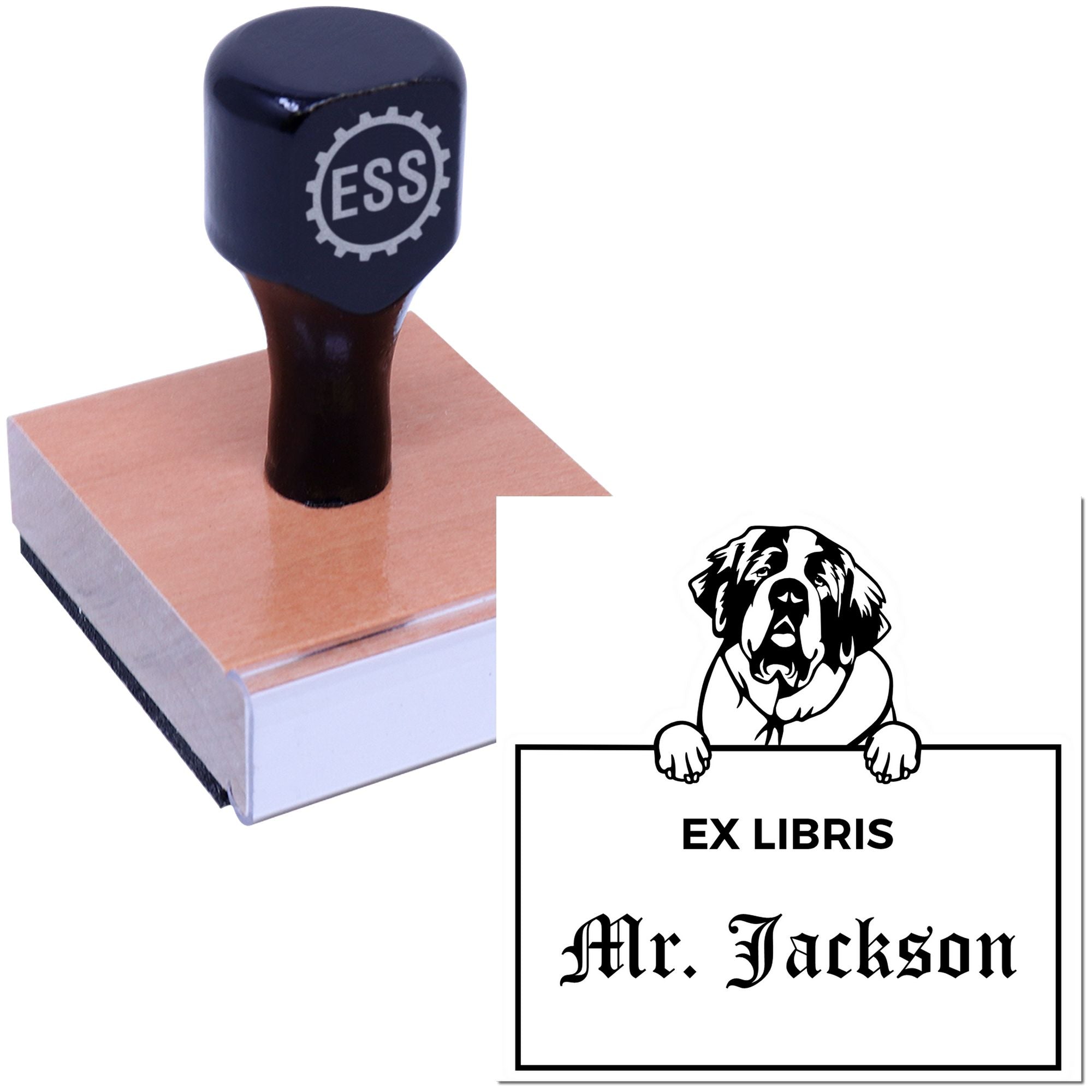 Saint Bernard Custom Puppy Themed Ex Libris Stamp