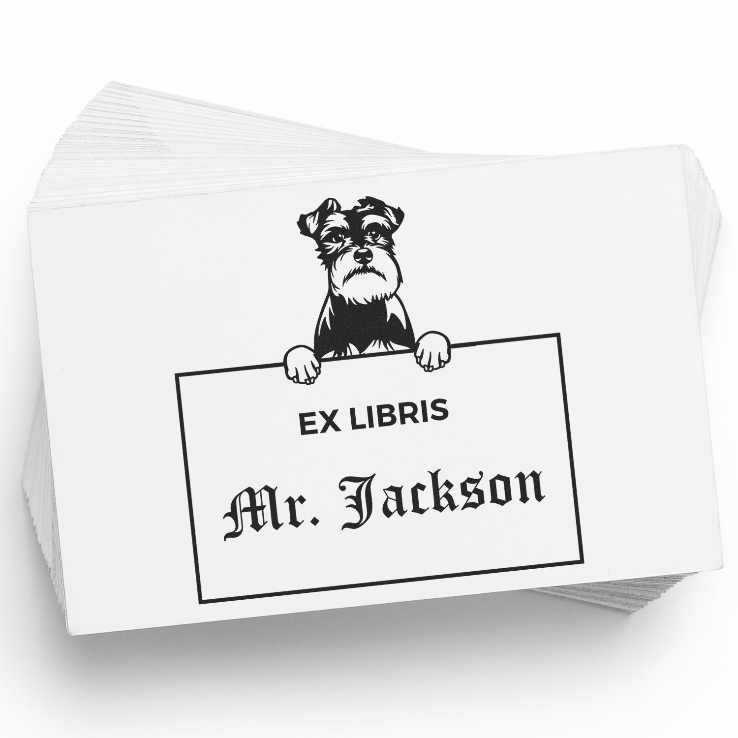 Schnauzer Custom Puppy Themed Ex Libris Book Stamp - Engineer Seal Stamps