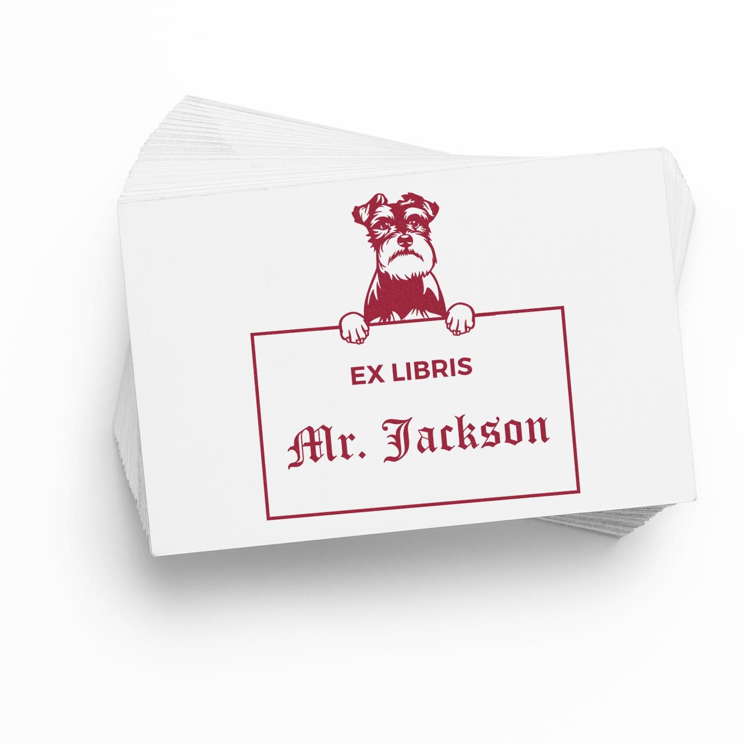 Schnauzer Custom Puppy Themed Ex Libris Book Stamp