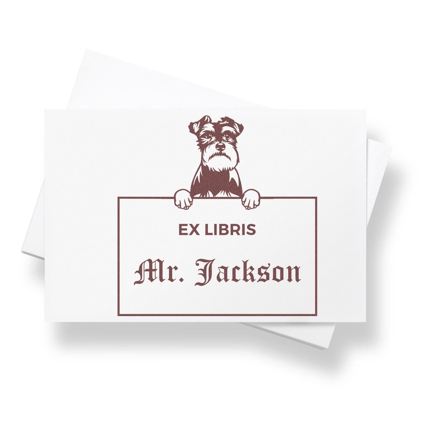 Schnauzer Custom-Made Puppy Dog Ex Libris Book Ownership Stamp - Engineer Seal Stamps