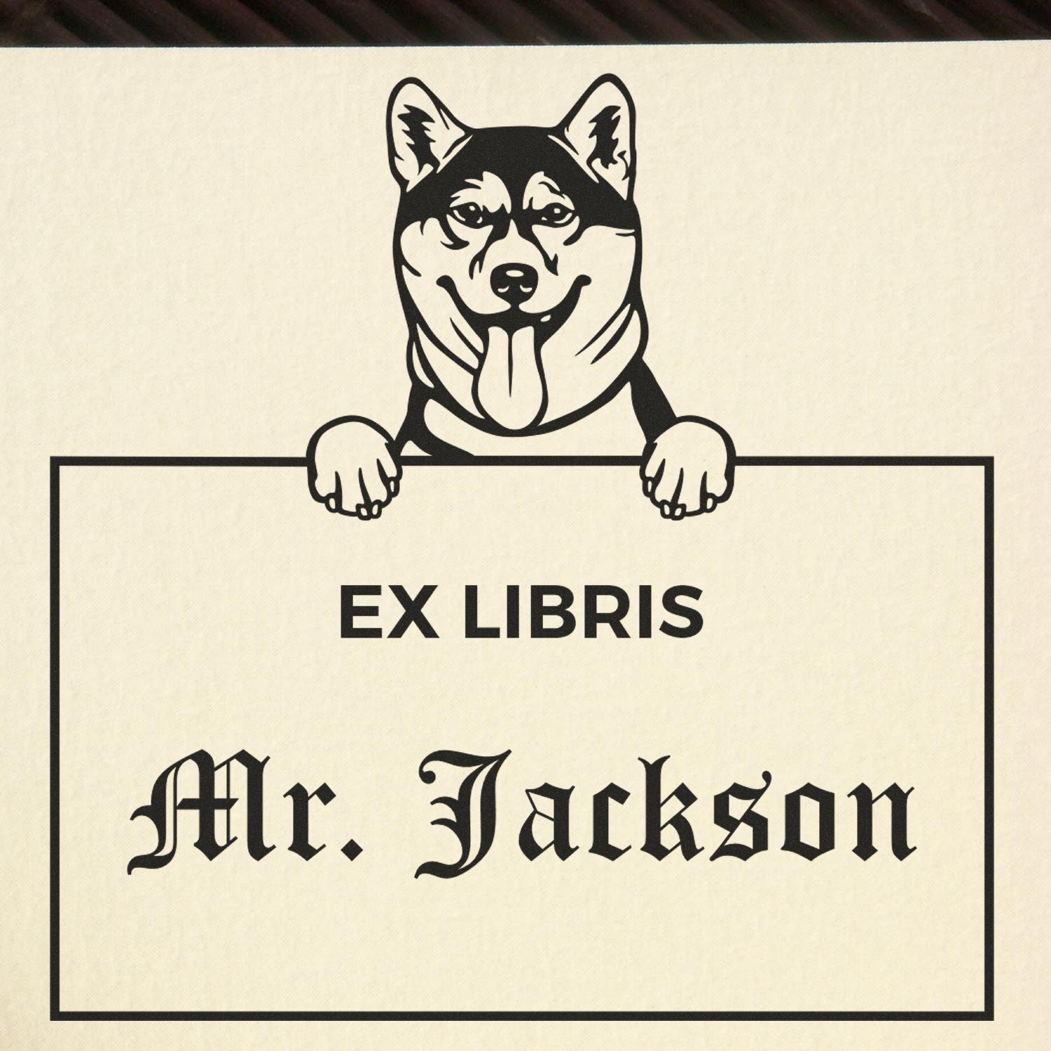 Customizable Ex Libris Reading Stamper with Shiba Inu - Engineer Seal Stamps