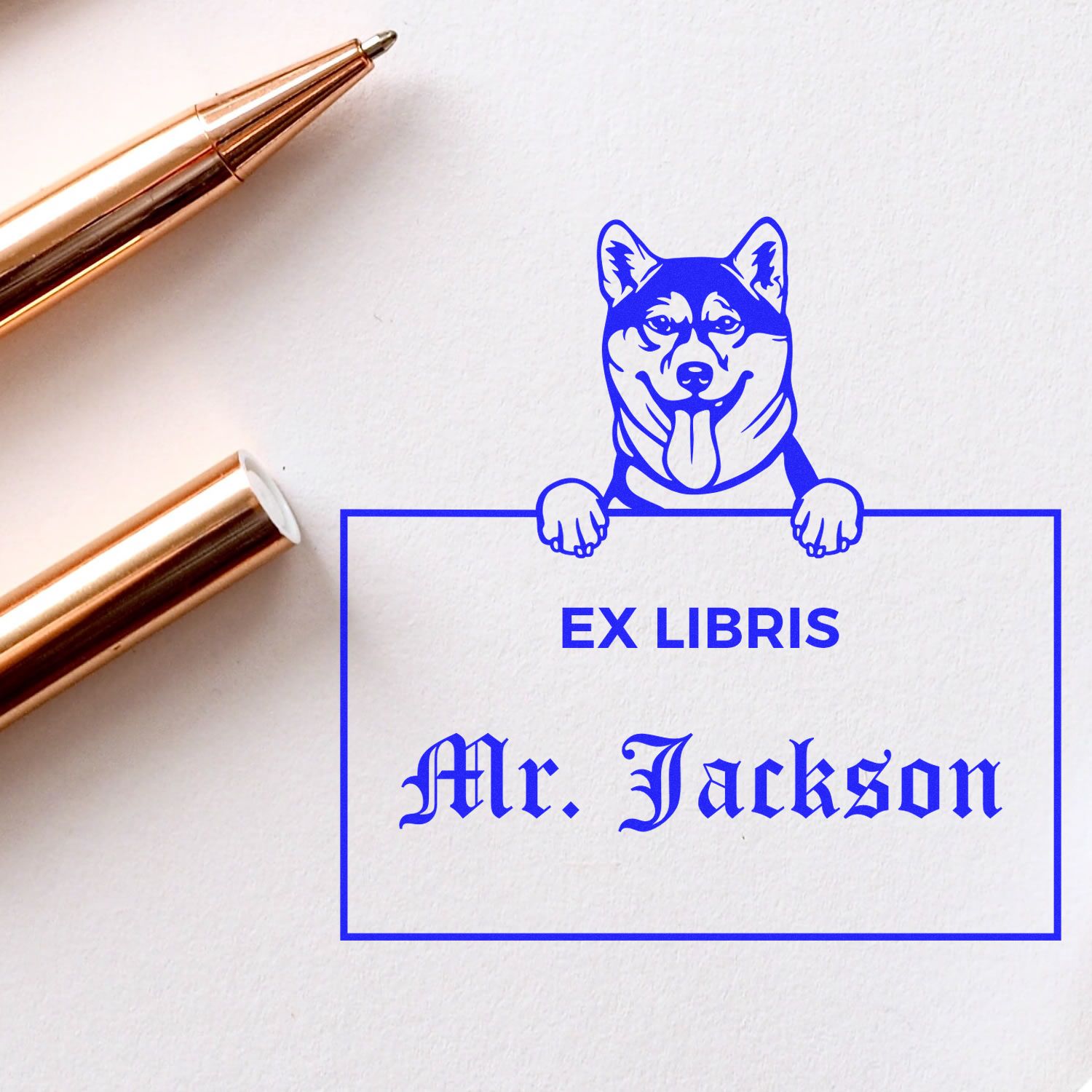 Shiba Inu Custom Ex Libris Classroom Stamp - Engineer Seal Stamps