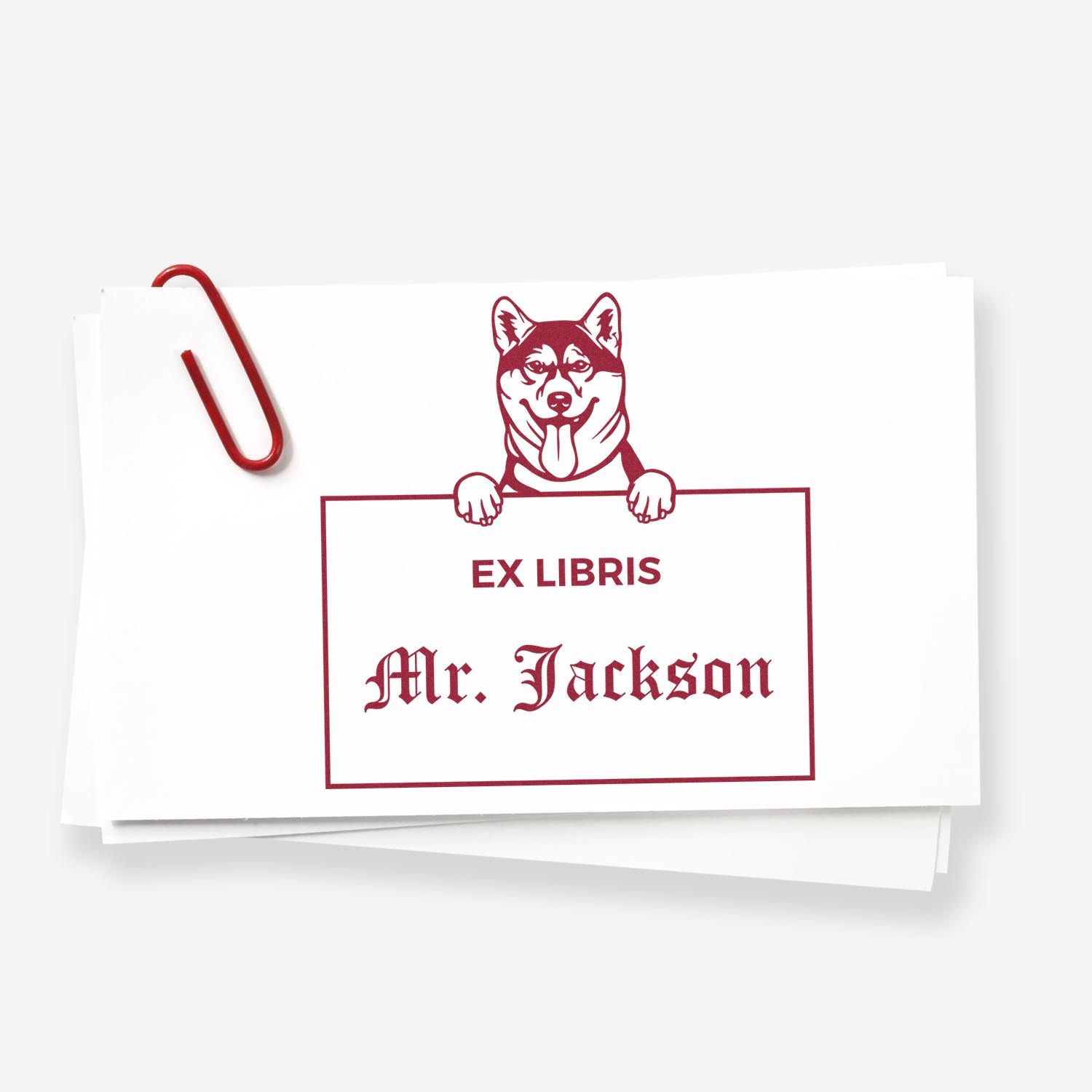 Customizable Ex Libris Reading Stamper with Shiba Inu - Engineer Seal Stamps