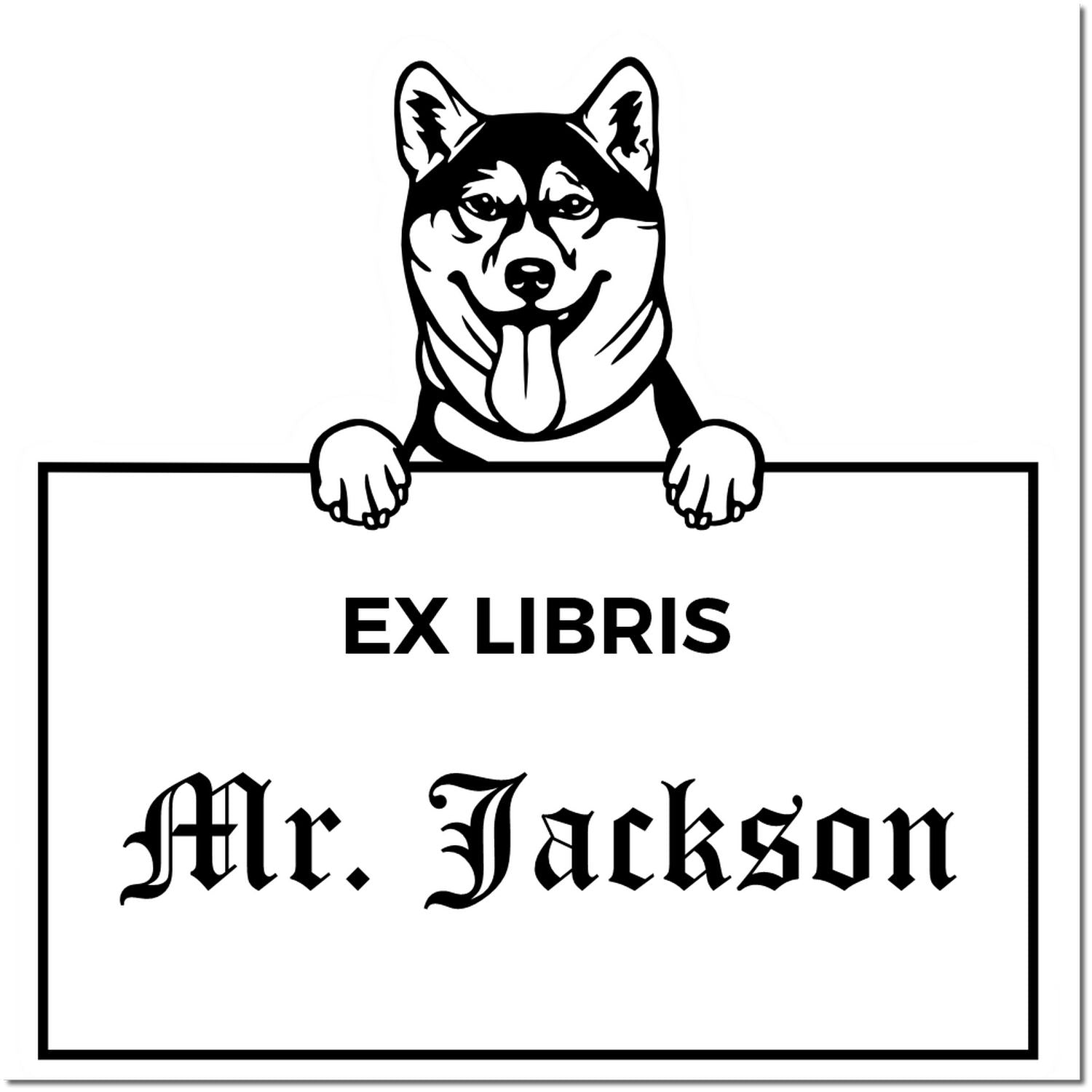 Shiba Inu Custom Puppy Themed Ex Libris Library Stamp - Engineer Seal Stamps