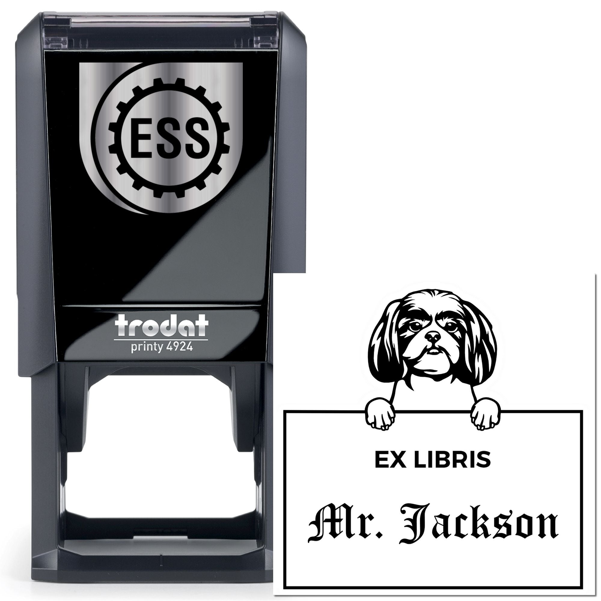 Shitzu Custom-Made Puppy Ex Libris Stamp - Engineer Seal Stamps
