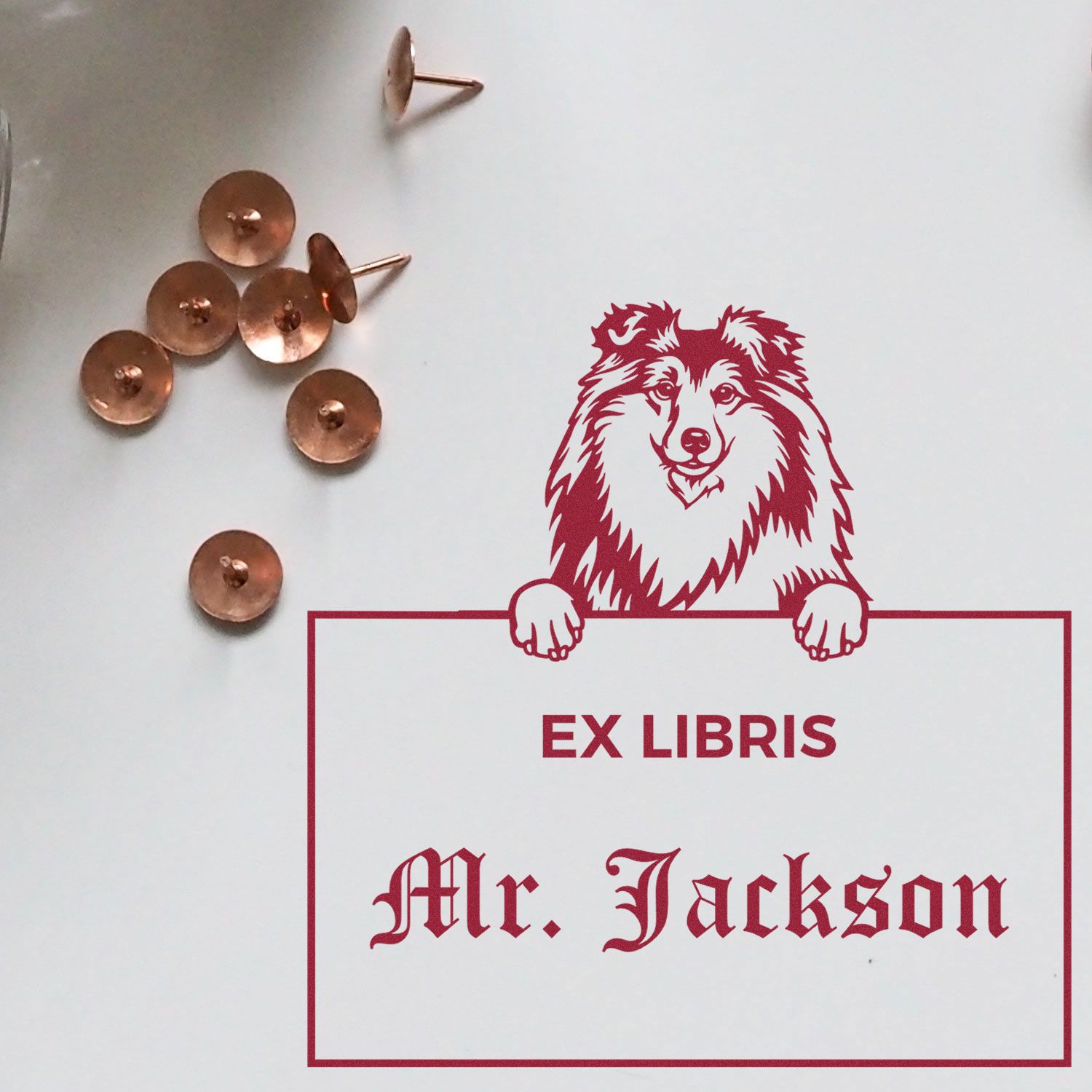 Siberian Husky Custom Puppy Themed Ex Libris Label Stamp