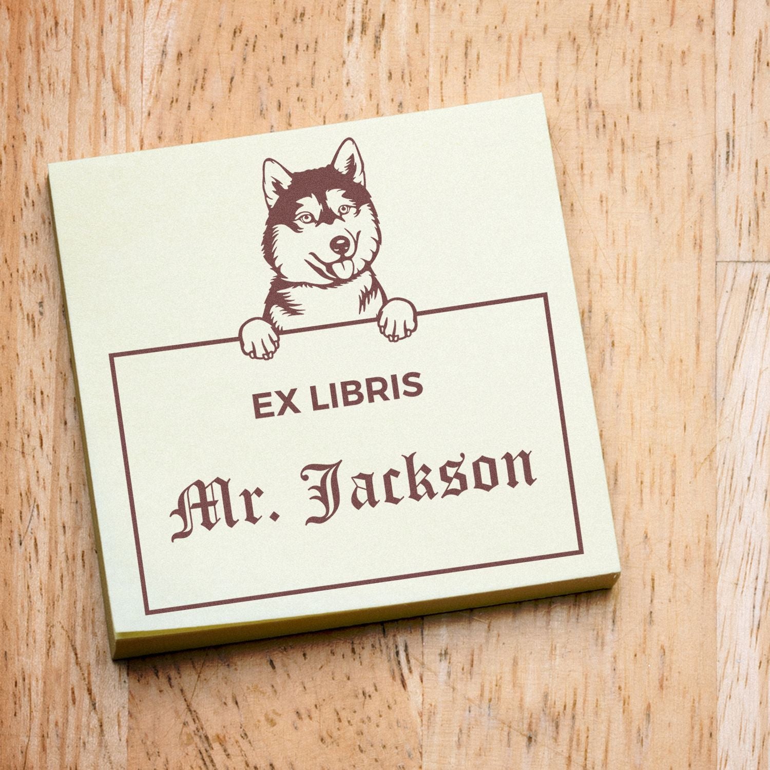 Siberian Husky Custom Puppy Themed Ex Libris Label Stamp - Engineer Seal Stamps