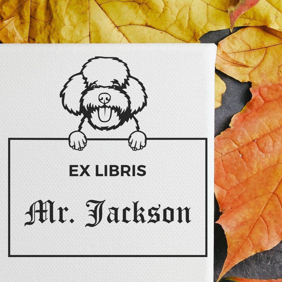 Customizable Ex Libris Library Stamp with Toy Poodle - Engineer Seal Stamps