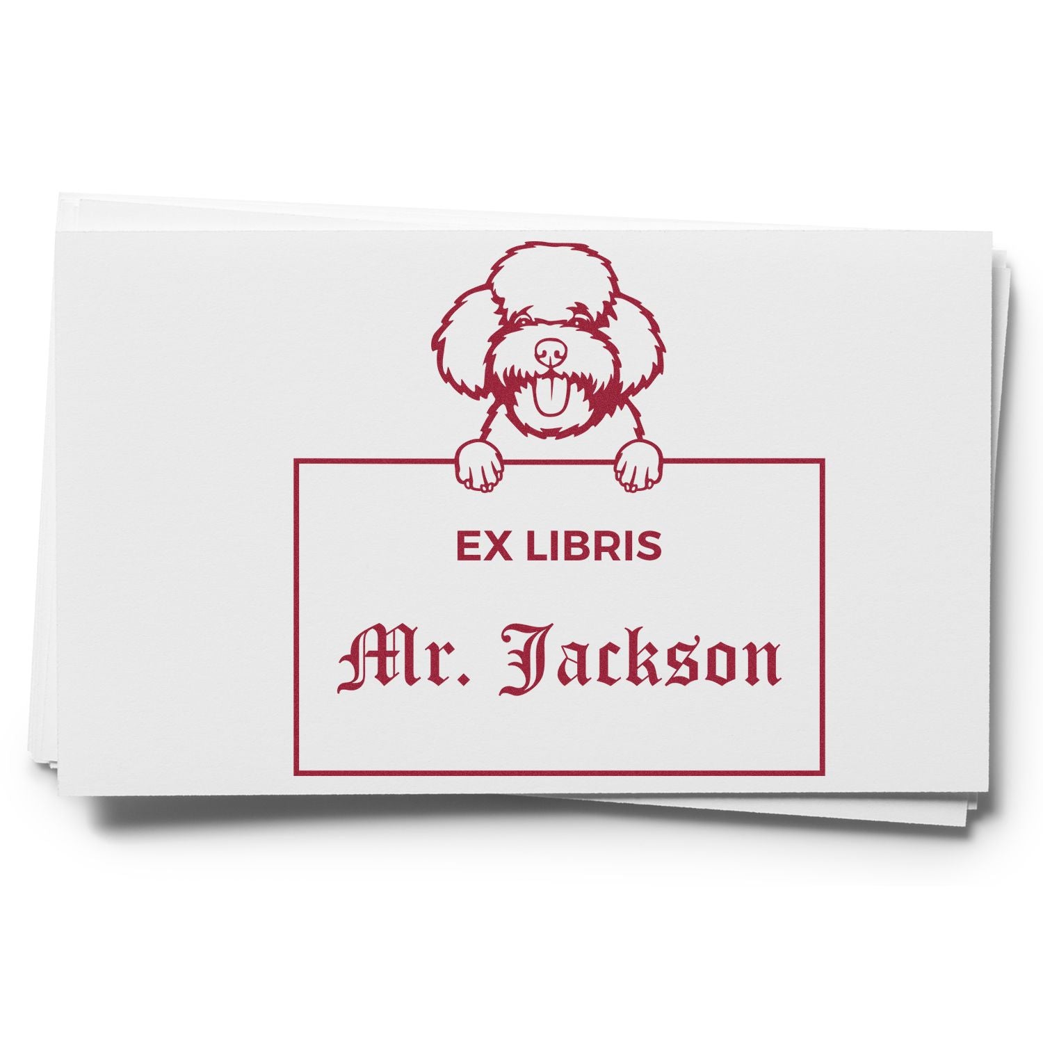 Toy Poodle Custom Puppy Themed Ex Libris Book Ownership Stamp