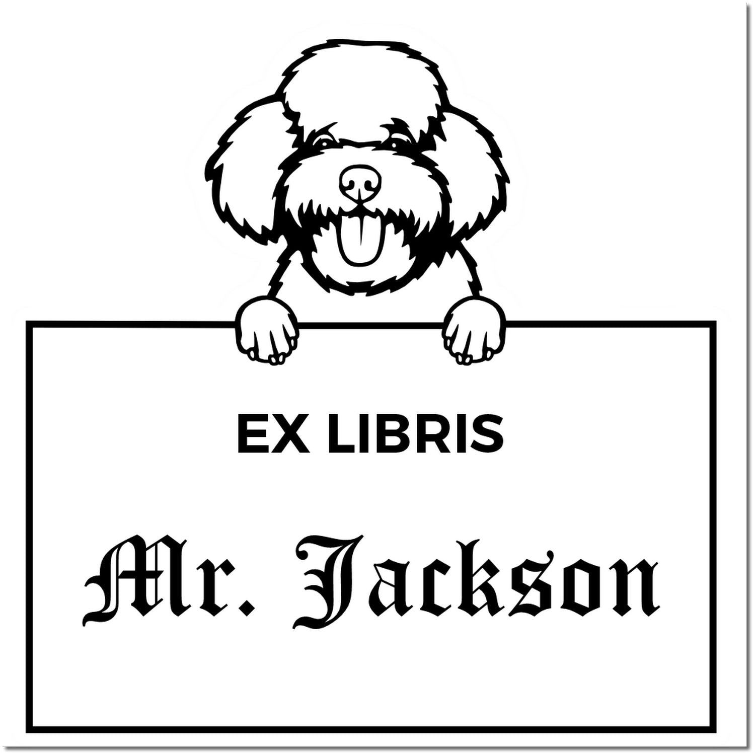 Toy Poodle Custom Puppy Themed Ex Libris Book Ownership Stamp - Engineer Seal Stamps