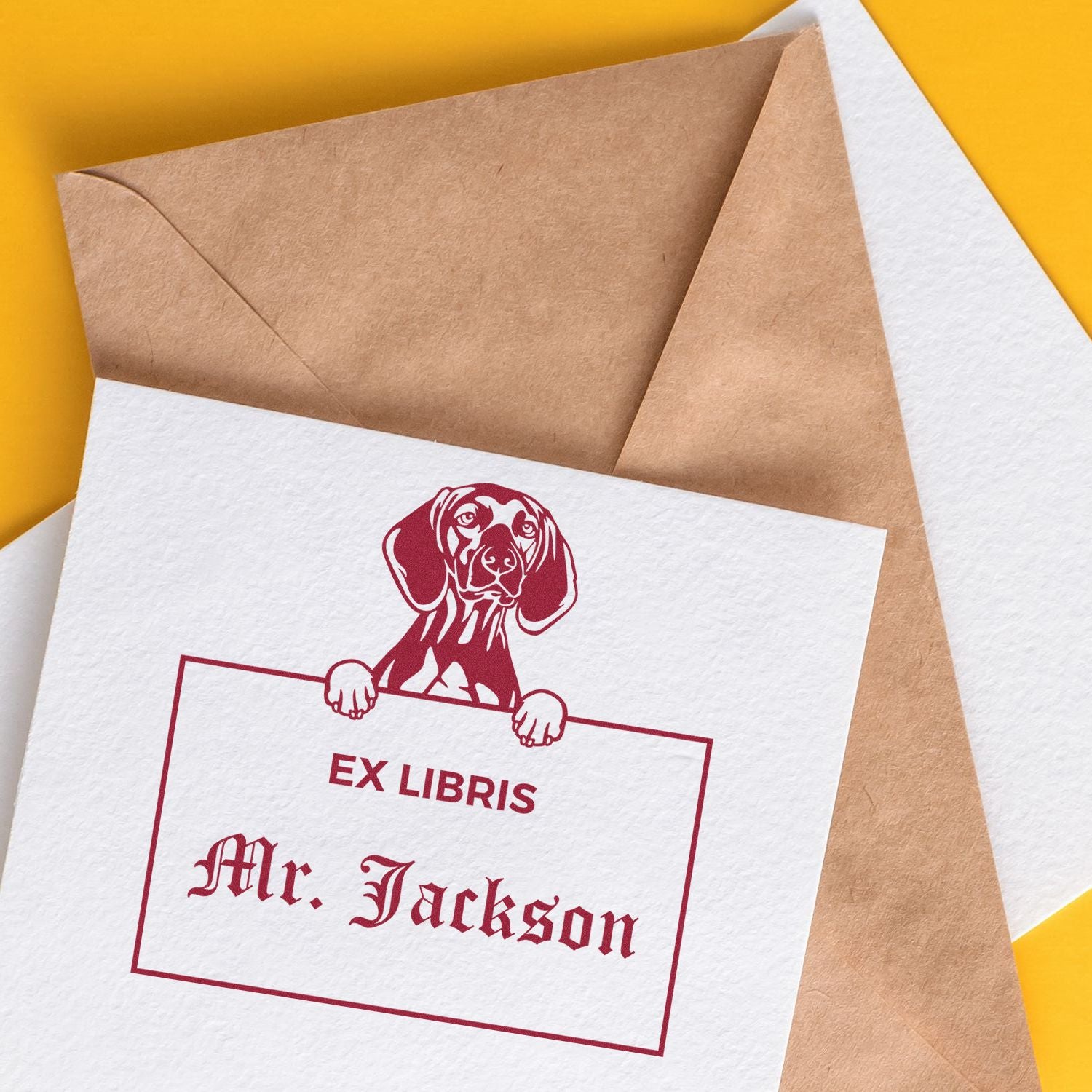 Vizslas Custom Puppy Themed Book Ex Libris Stamp