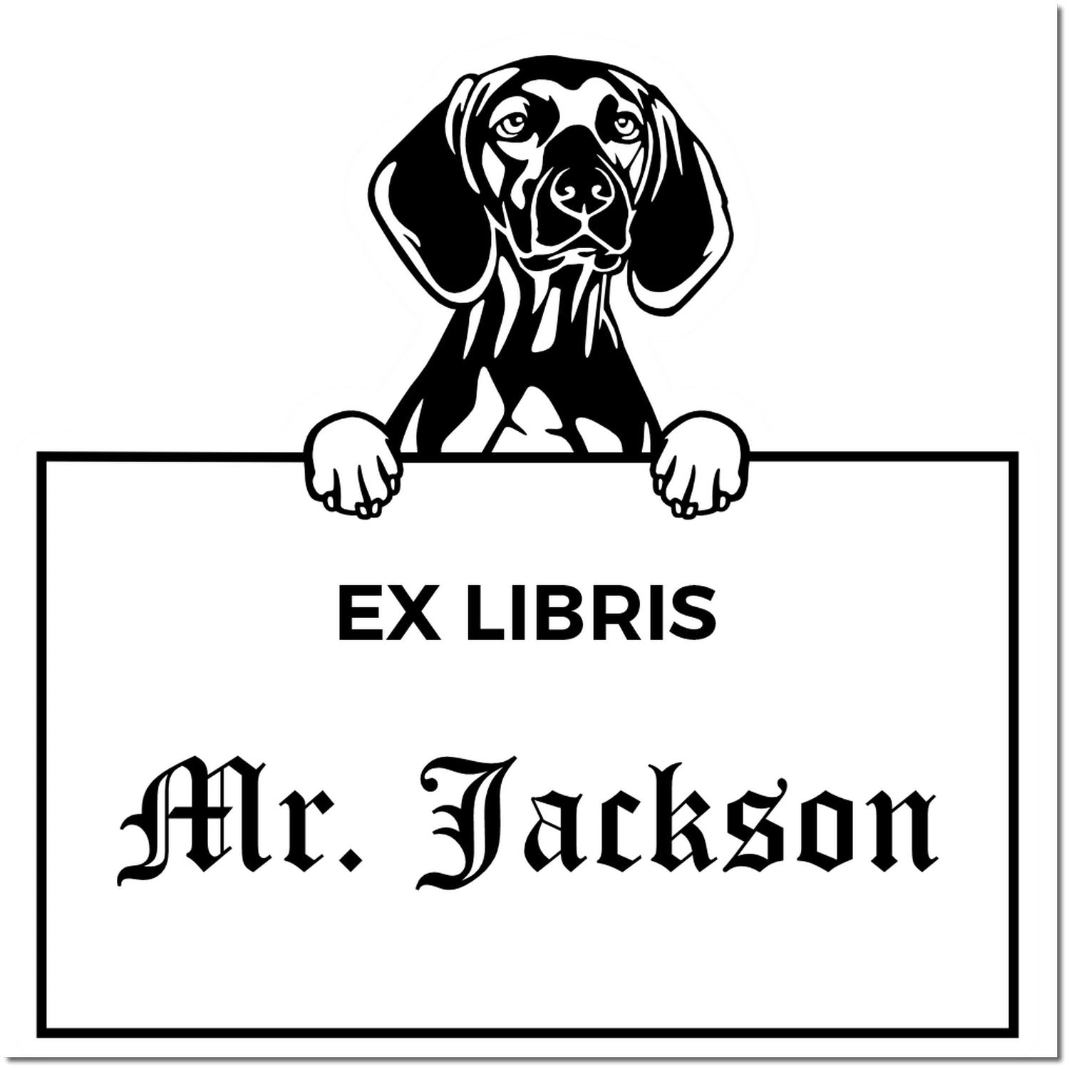Vizslas Custom Puppy Themed Book Ex Libris Stamp - Engineer Seal Stamps