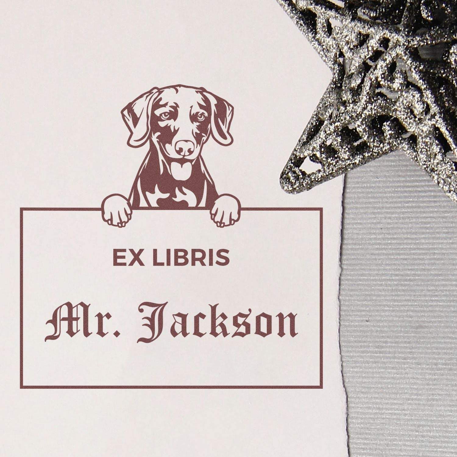 Weimaraner Custom Ex Libris Teacher Stamper - Engineer Seal Stamps