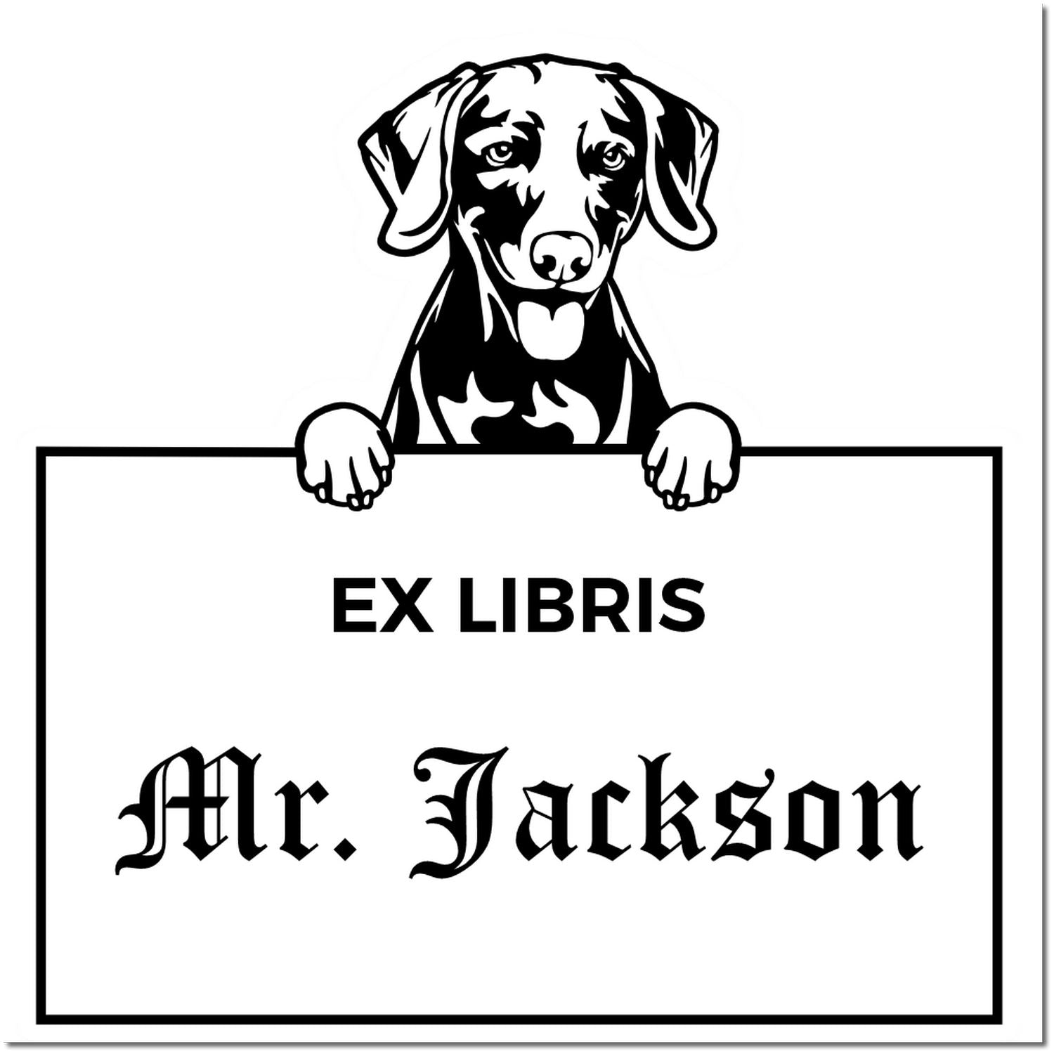 Weimaraner Custom-Made Puppy Ex Libris Design Stamp - Engineer Seal Stamps