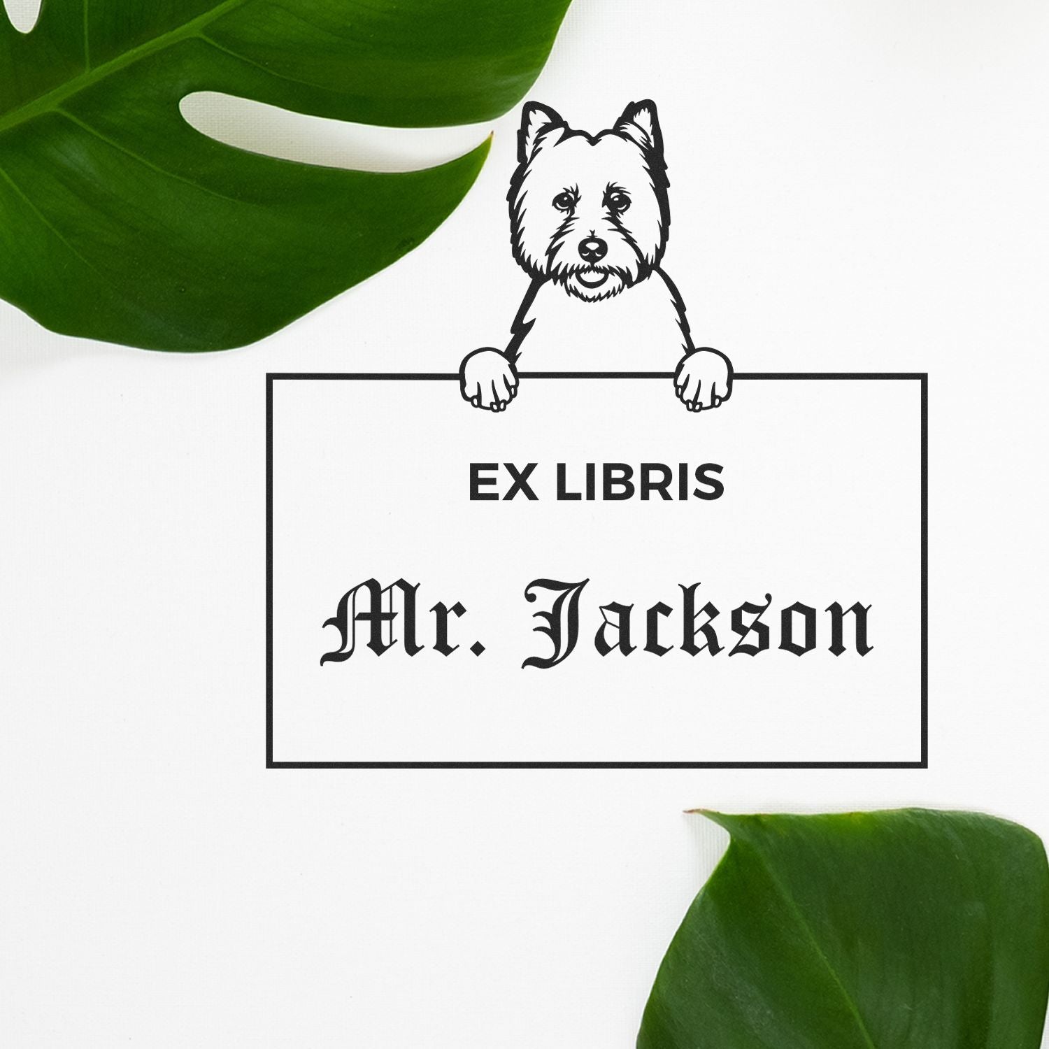 West Highland White Terrier Custom-Made Puppy Ex Libris Label Stamp - Engineer Seal Stamps