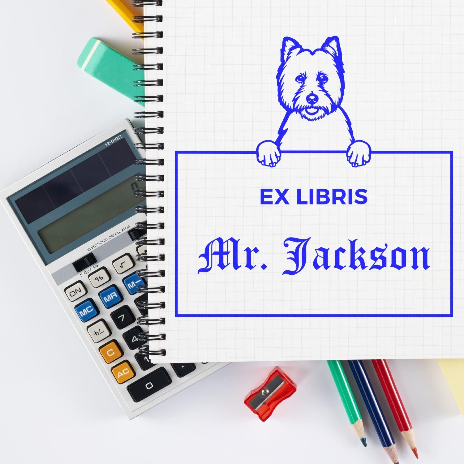 West Highland White Terrier Custom Ex Libris Custom Book Stamp - Engineer Seal Stamps